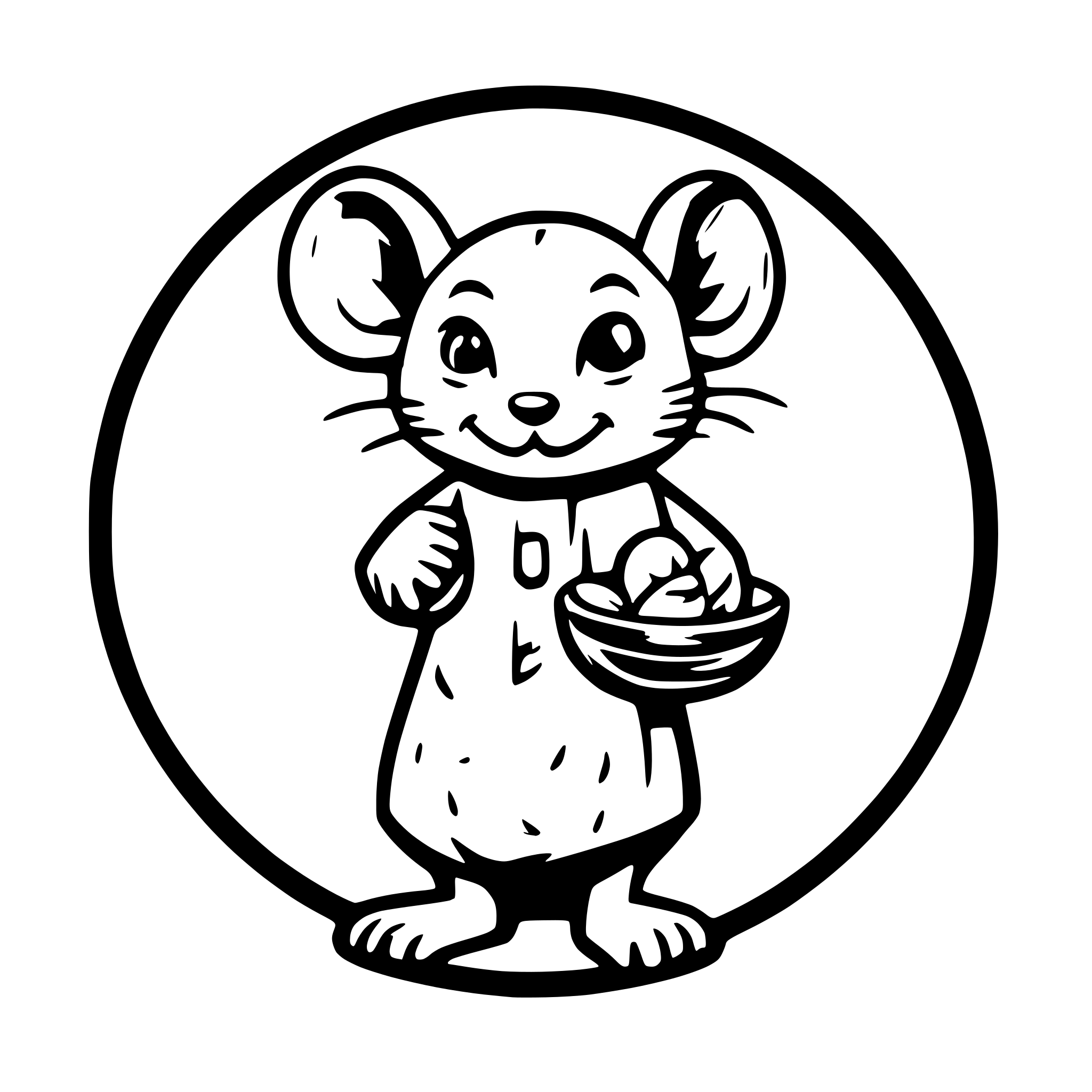 AI-generated SVG of 'A cute, little rat, standing on its two feet, holding a pea with both of his hands. looking at the viewer with an innocent gaze.'