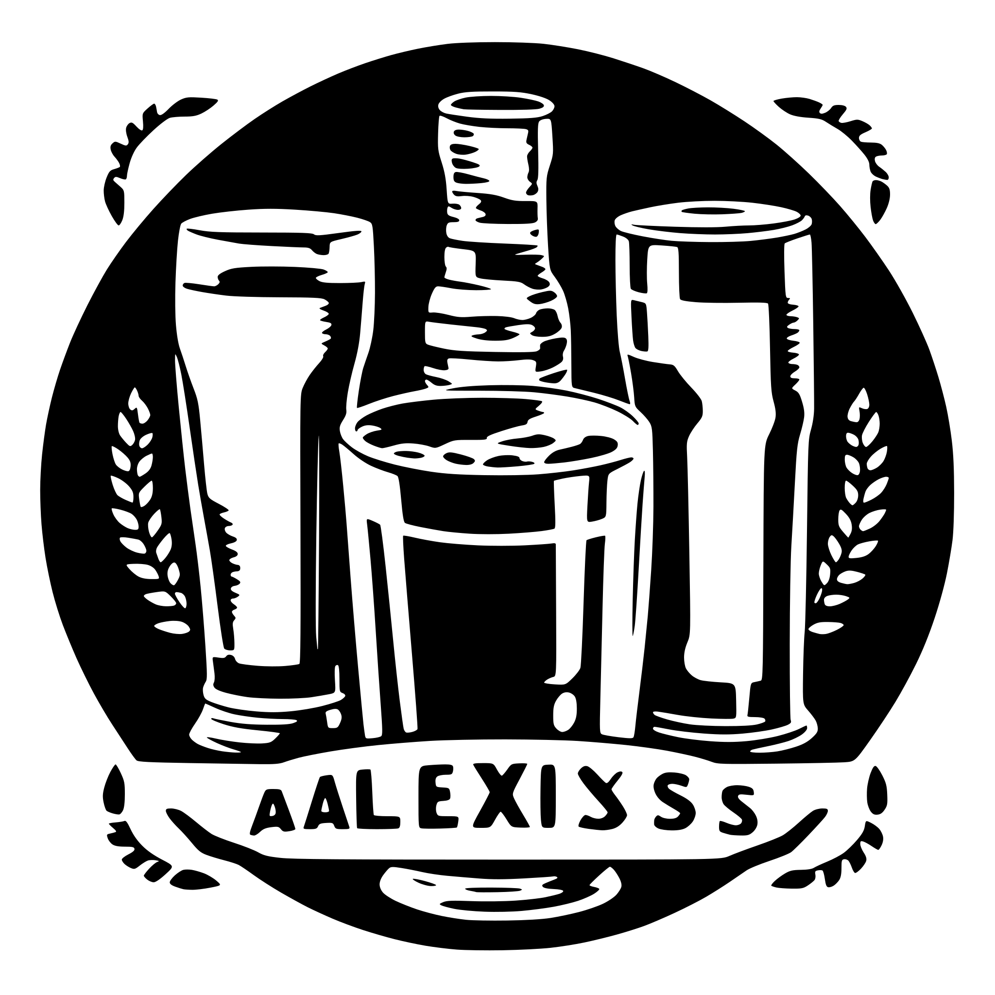 AI-generated SVG of a Make round svg represent beers and drinks and write the name ALEXIS on the center AI-generated SVG of a Make round svg represent beers and drinks and write the name ALEXIS on the center