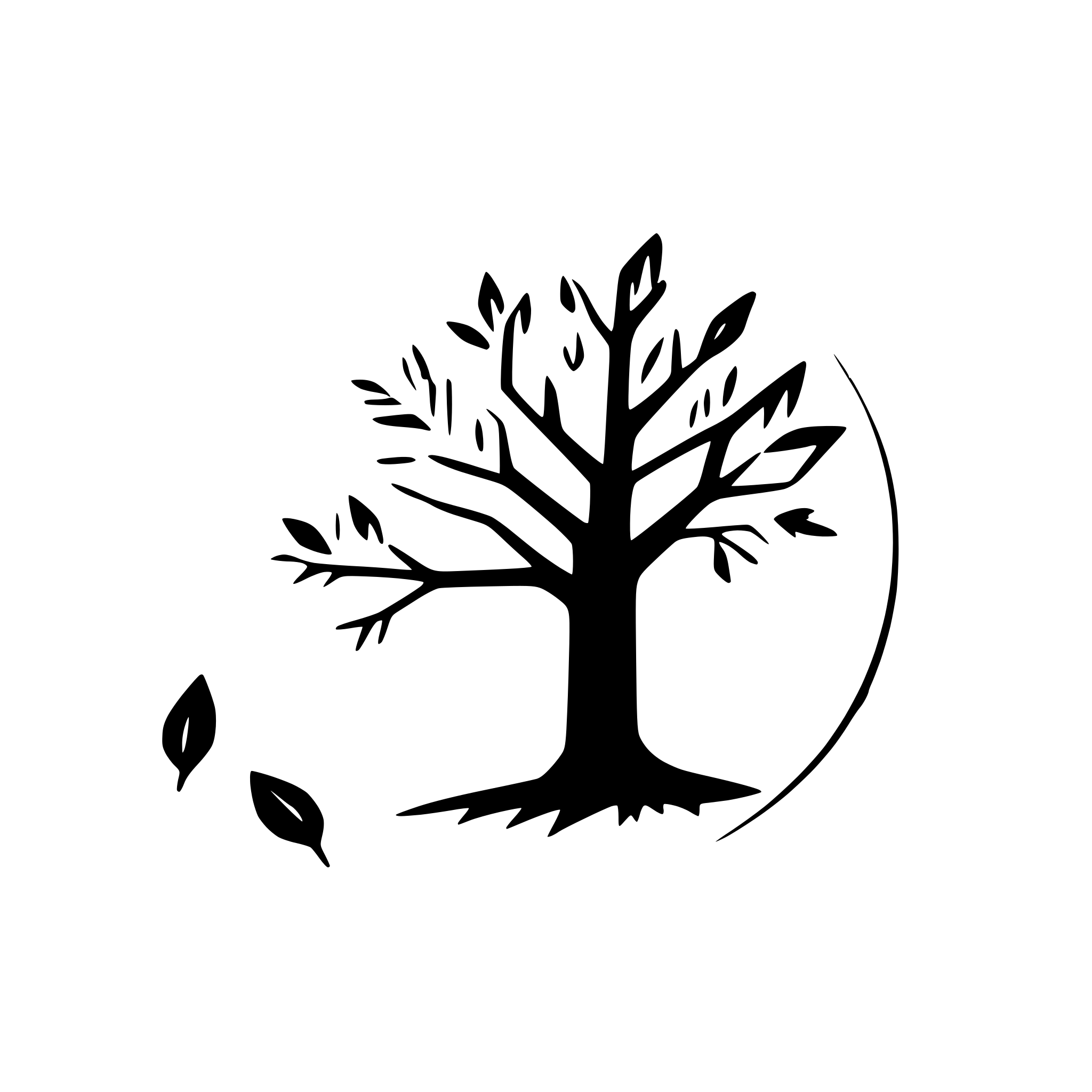 AI-generated SVG of 'tree with falling leaves'