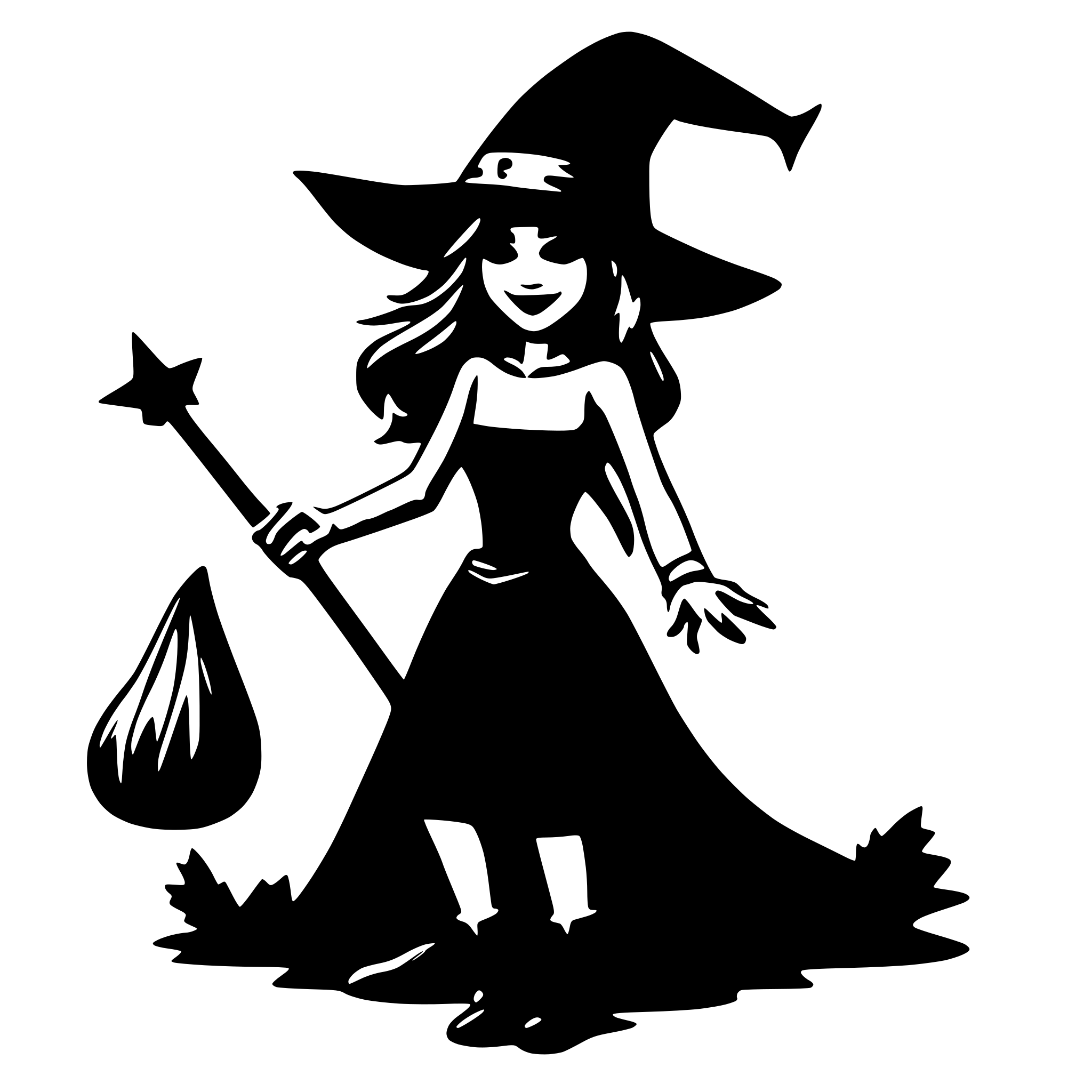 AI-generated SVG of 'make simple witch with animation and gradient'