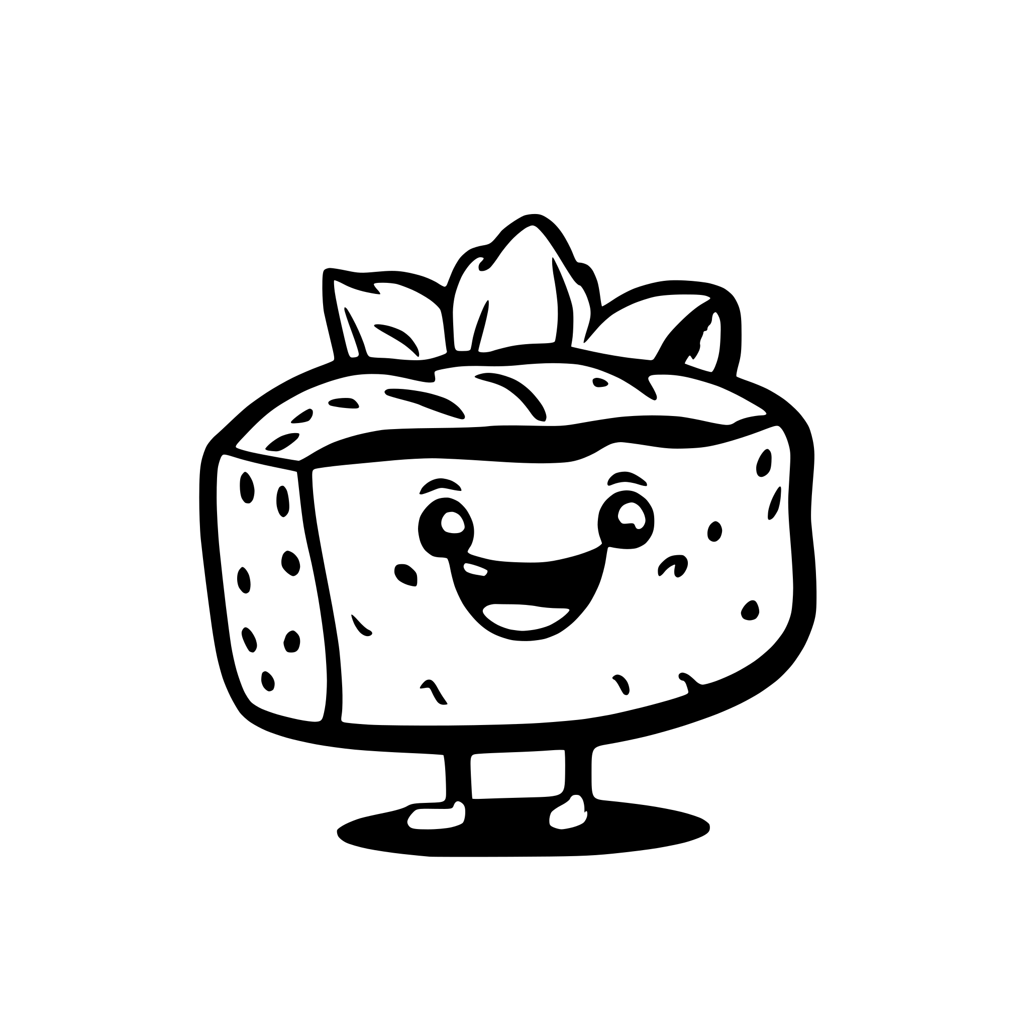 AI-generated SVG of a cartoonish ham and cheese roll. happy, cute, with eyes and mouth and arms and legs
