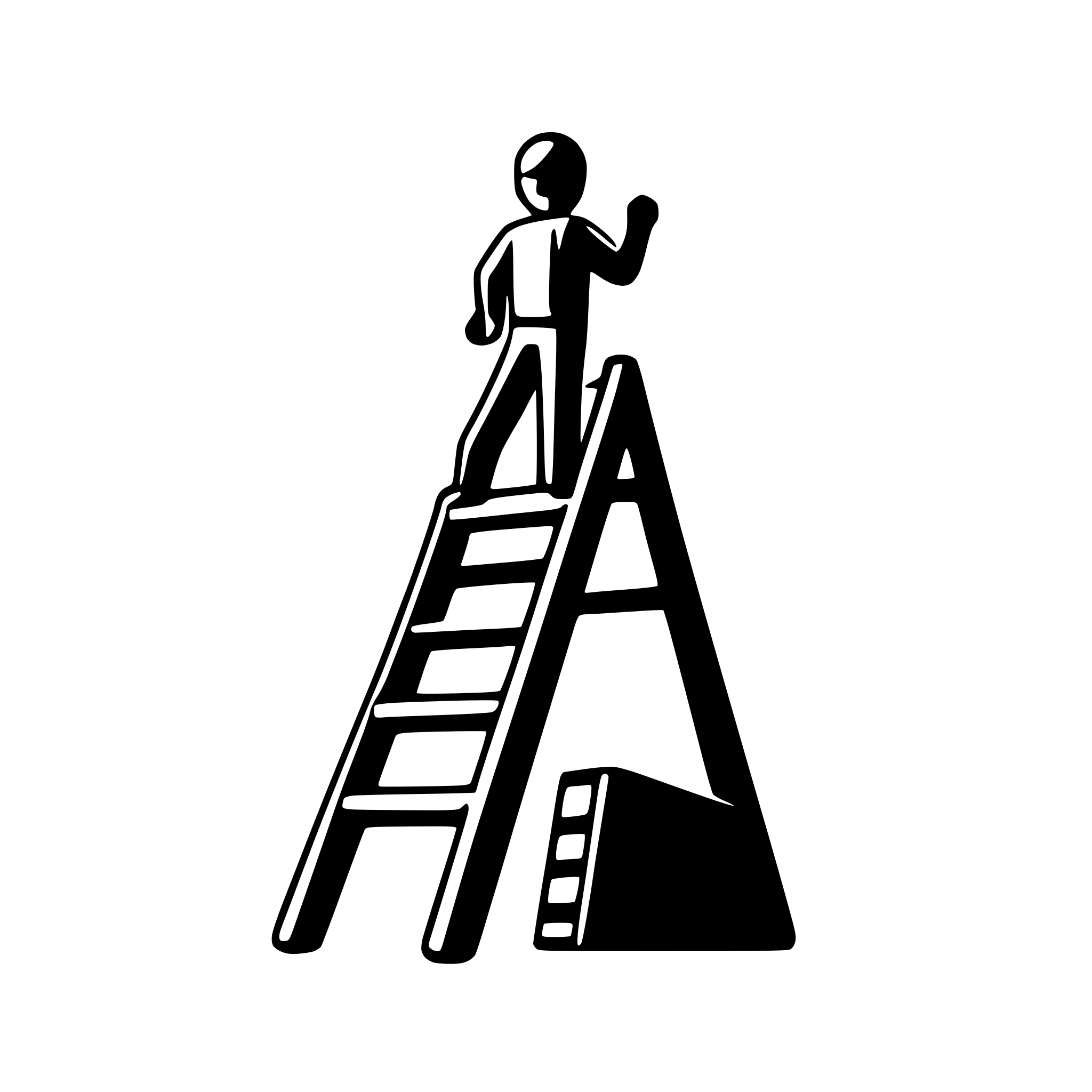 AI-generated SVG of a Icon of a person climbing a ladder with missing rungs.