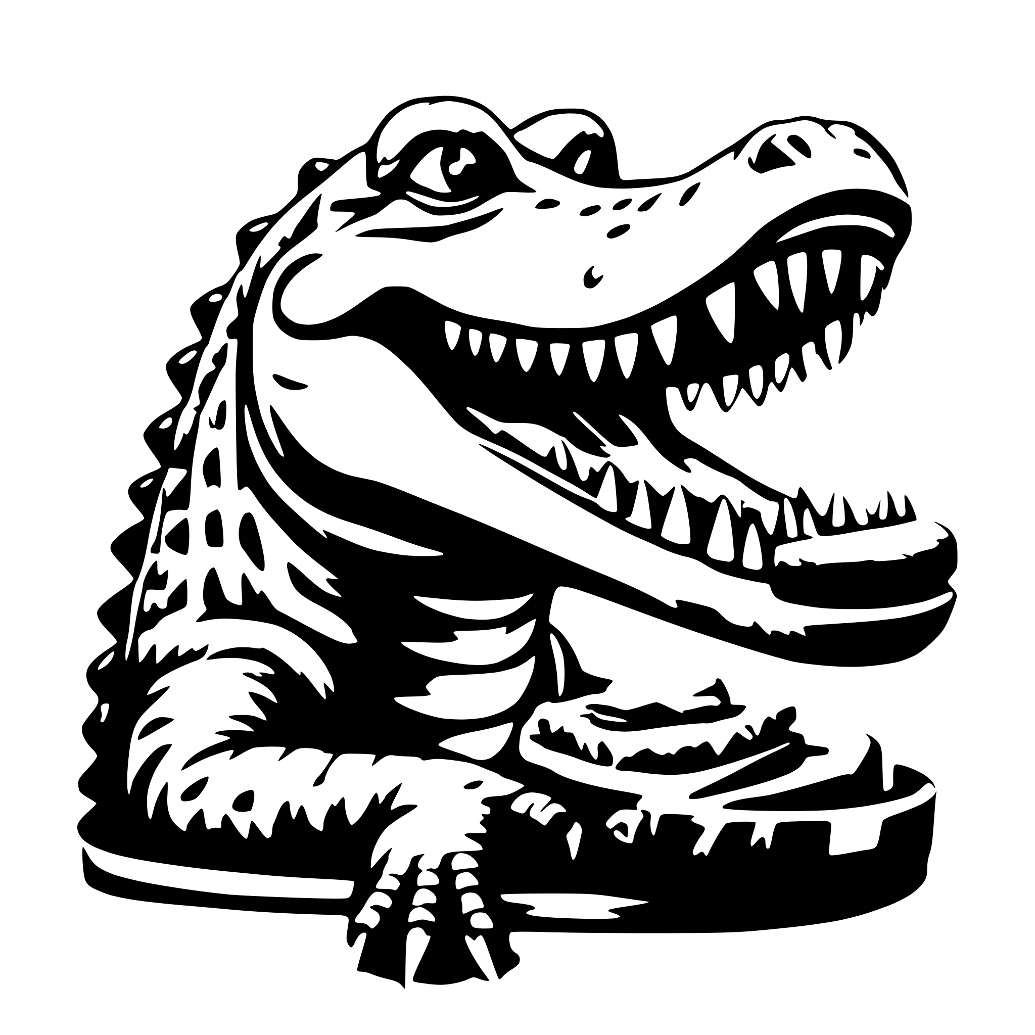 AI-generated SVG of 'Crocodile eating a burger'