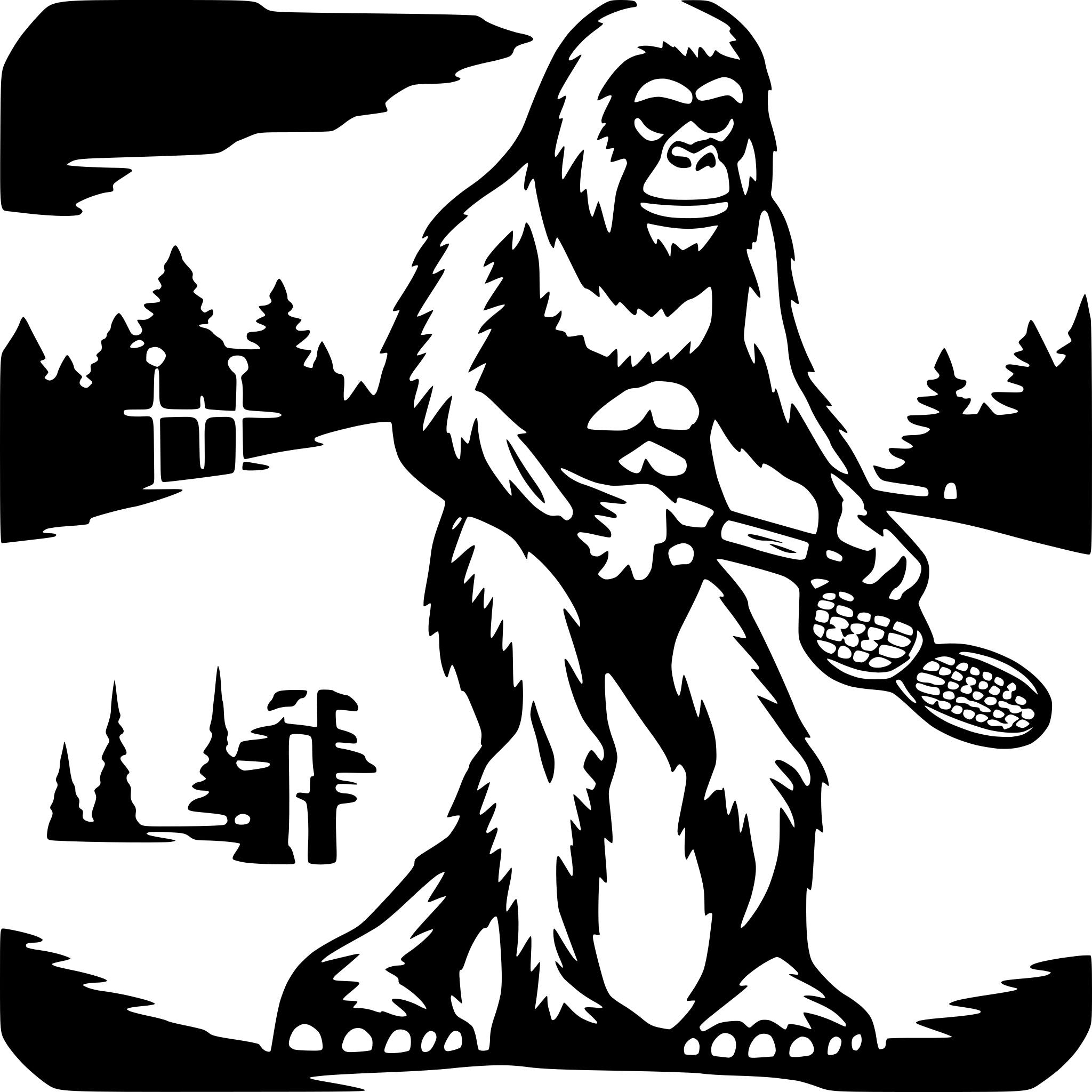 AI-generated SVG of a Sasquatch with tennis racket