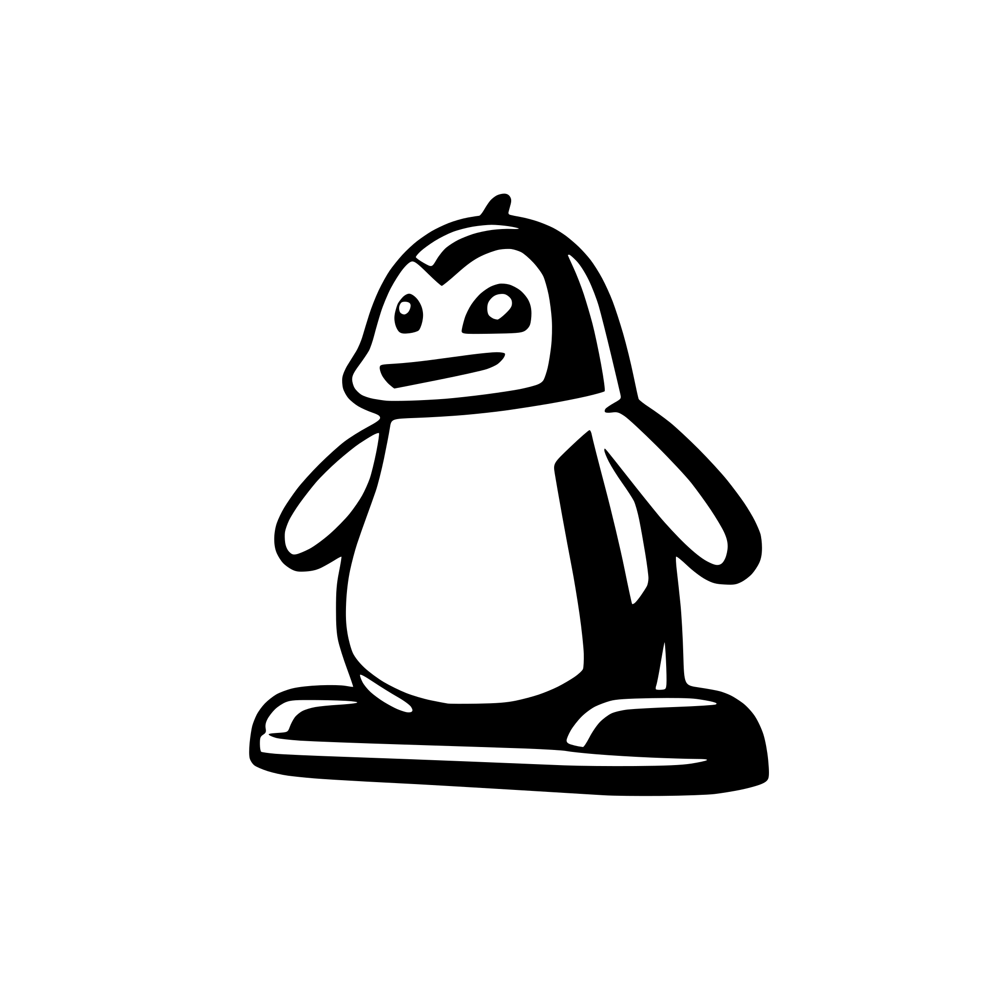 AI-generated SVG of a Create an SVG illustration of a cartoon-style penguin doing pushups. The penguin should have a determined expression, with its wings slightly bent for support and its body lowered close to the ground. The scene should include subtle motion lines to emphasize movement. Keep the design simple, clean, and visually appealing, with smooth curves and a minimal color palette of black, white, and orange. The background should be minimal or optional for flexibility.