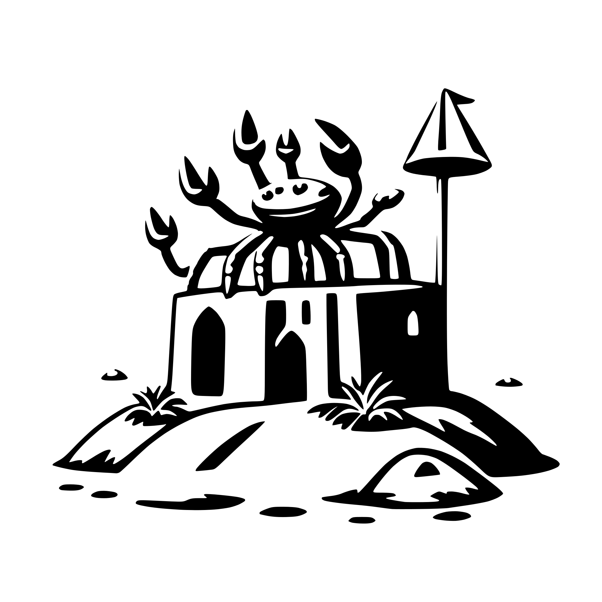 AI-generated SVG of a crab with sandcastle