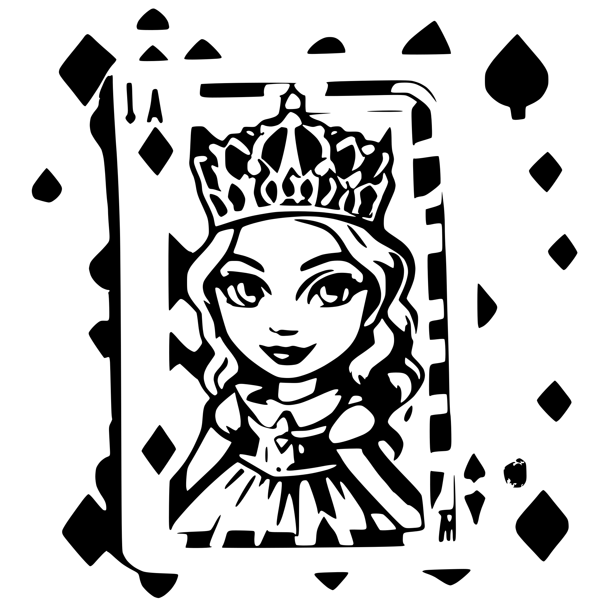 AI-generated SVG of a the queen that is drawn on the cards but without the card itself, waist-deep, full view, padding, The object fits completely into the image