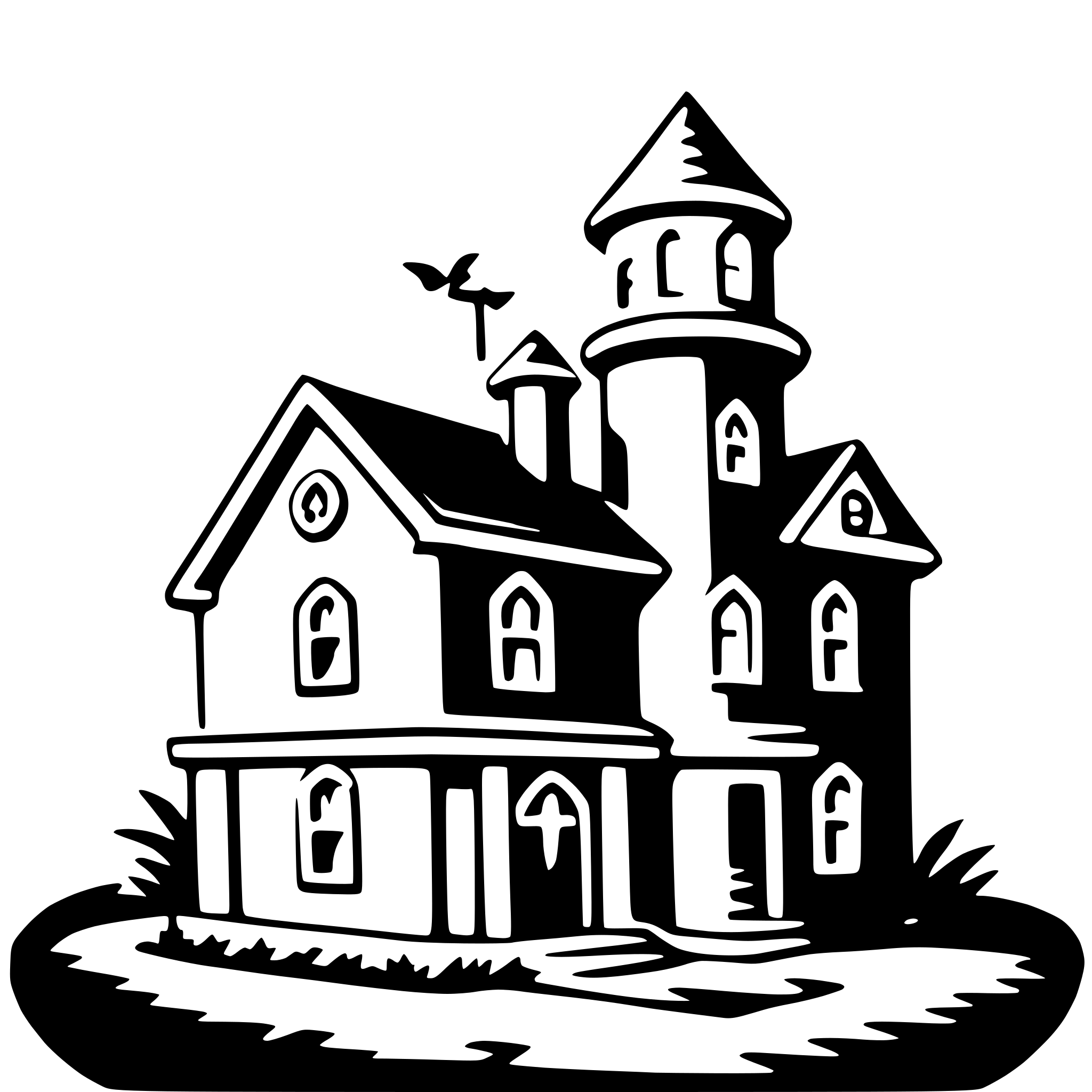 AI-generated SVG of a haunted house