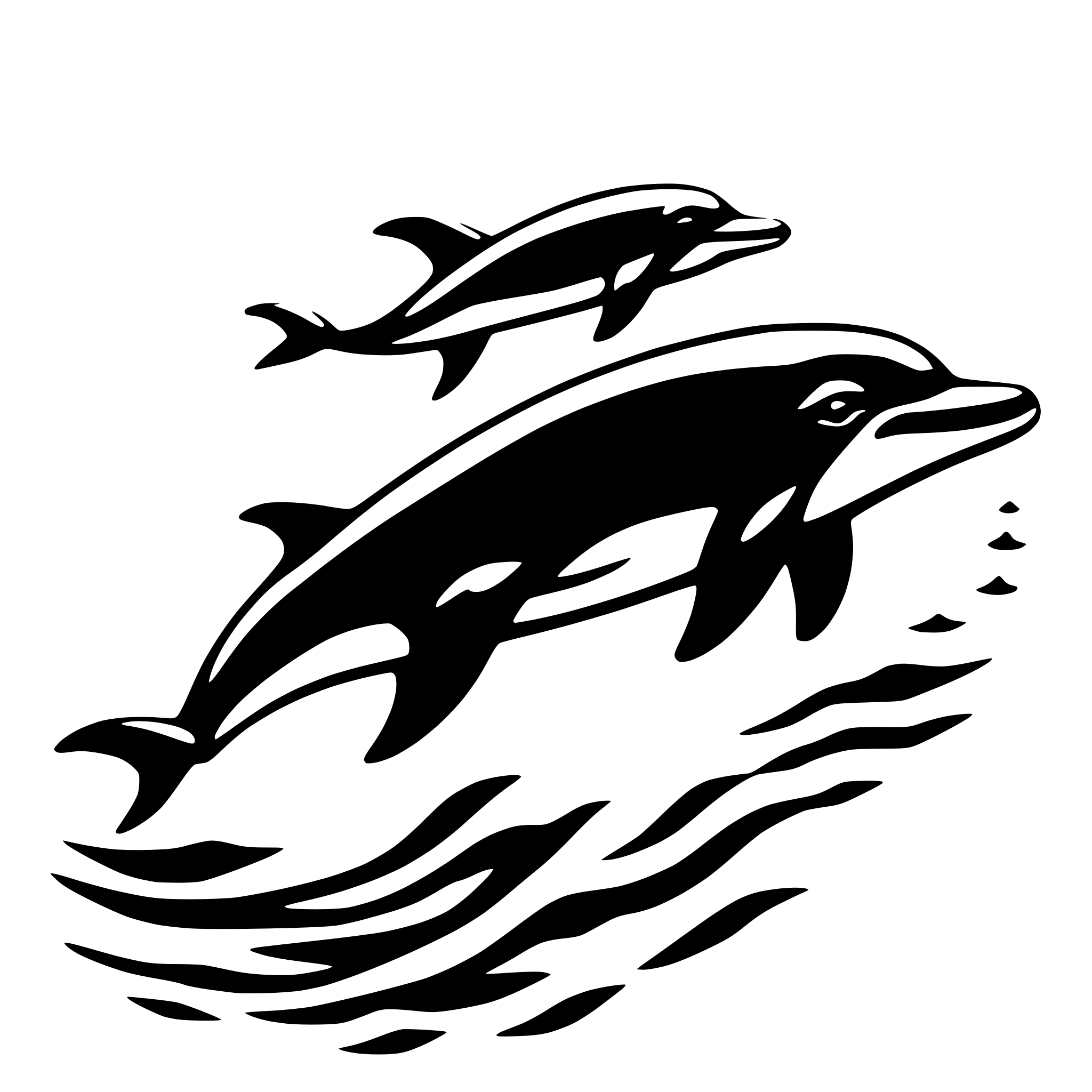 AI-generated SVG of a dolphin, swimming underwater