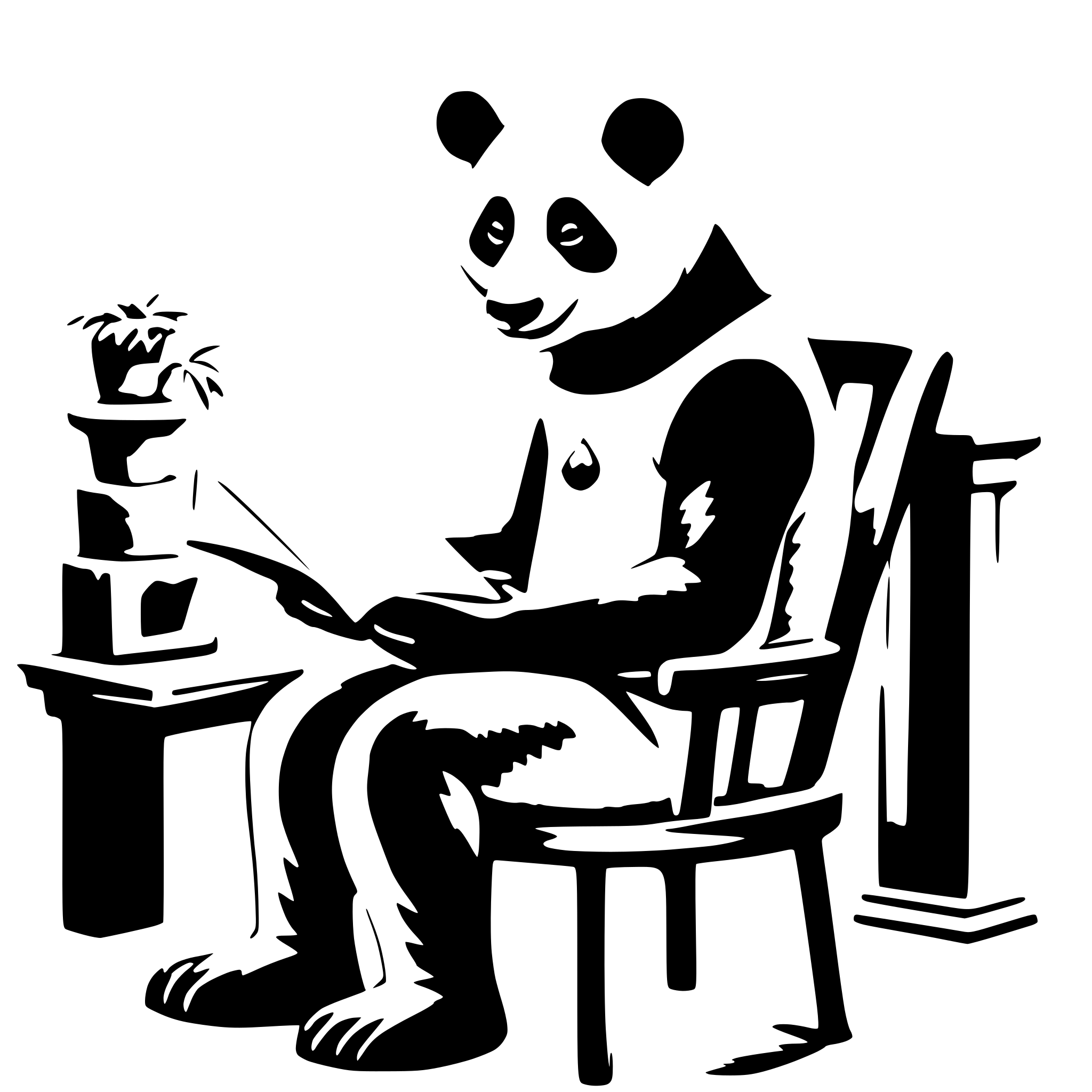 AI-generated SVG of a a panda, sit on a chair, reading a very big book
