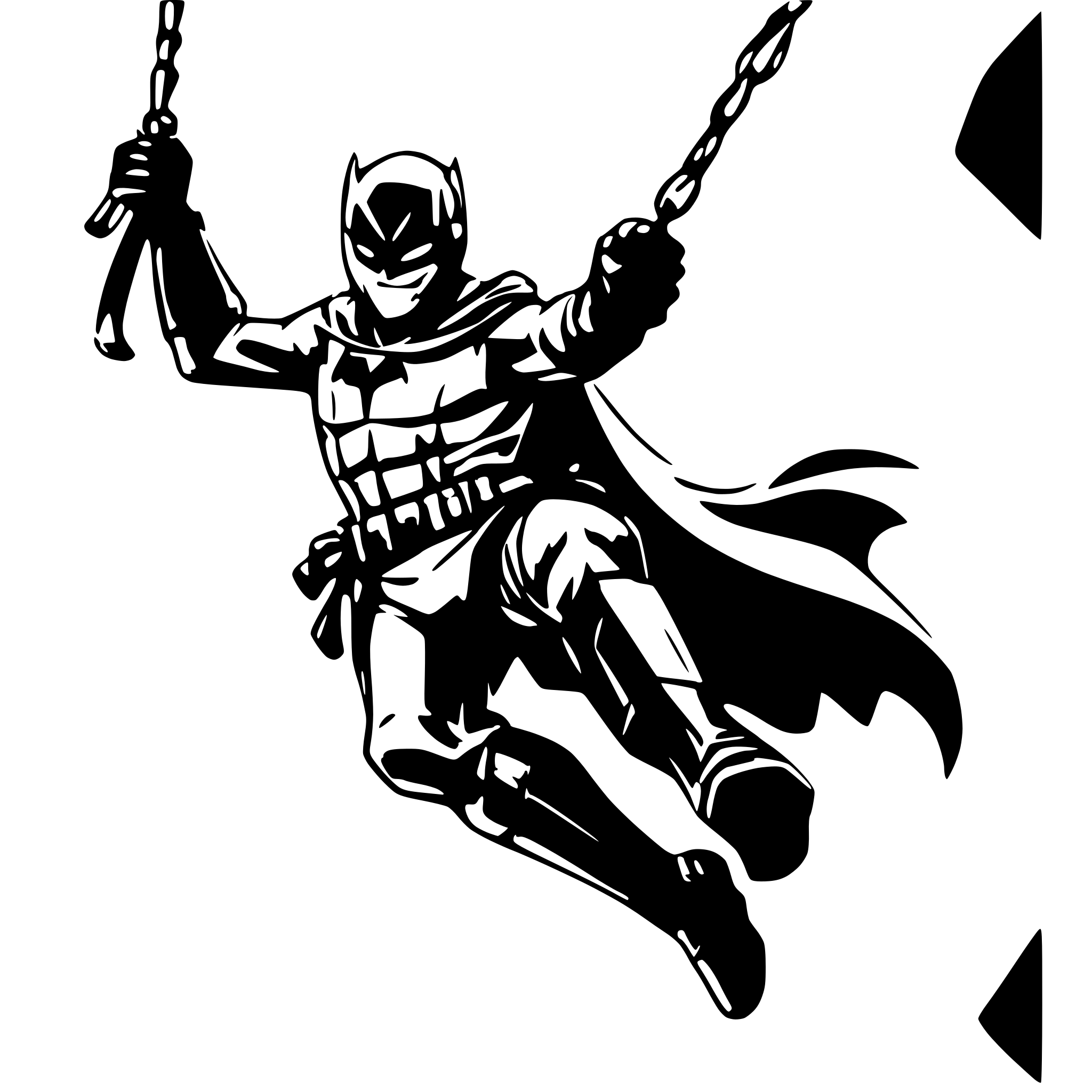 AI-generated SVG of a Batman swinging through the air on his grappling hook AI-generated SVG of a Batman swinging through the air on his grappling hook