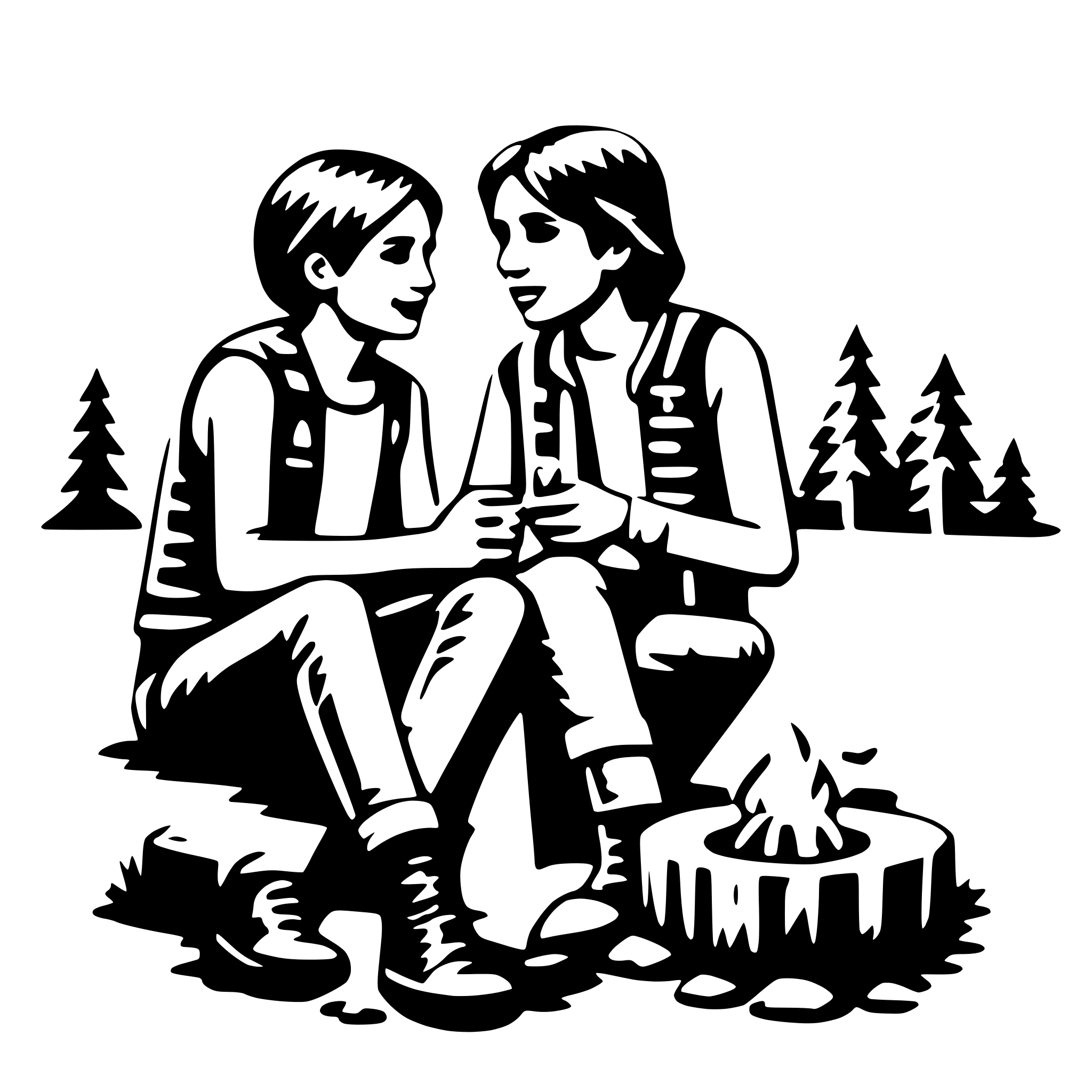 AI-generated SVG of a campfire songs