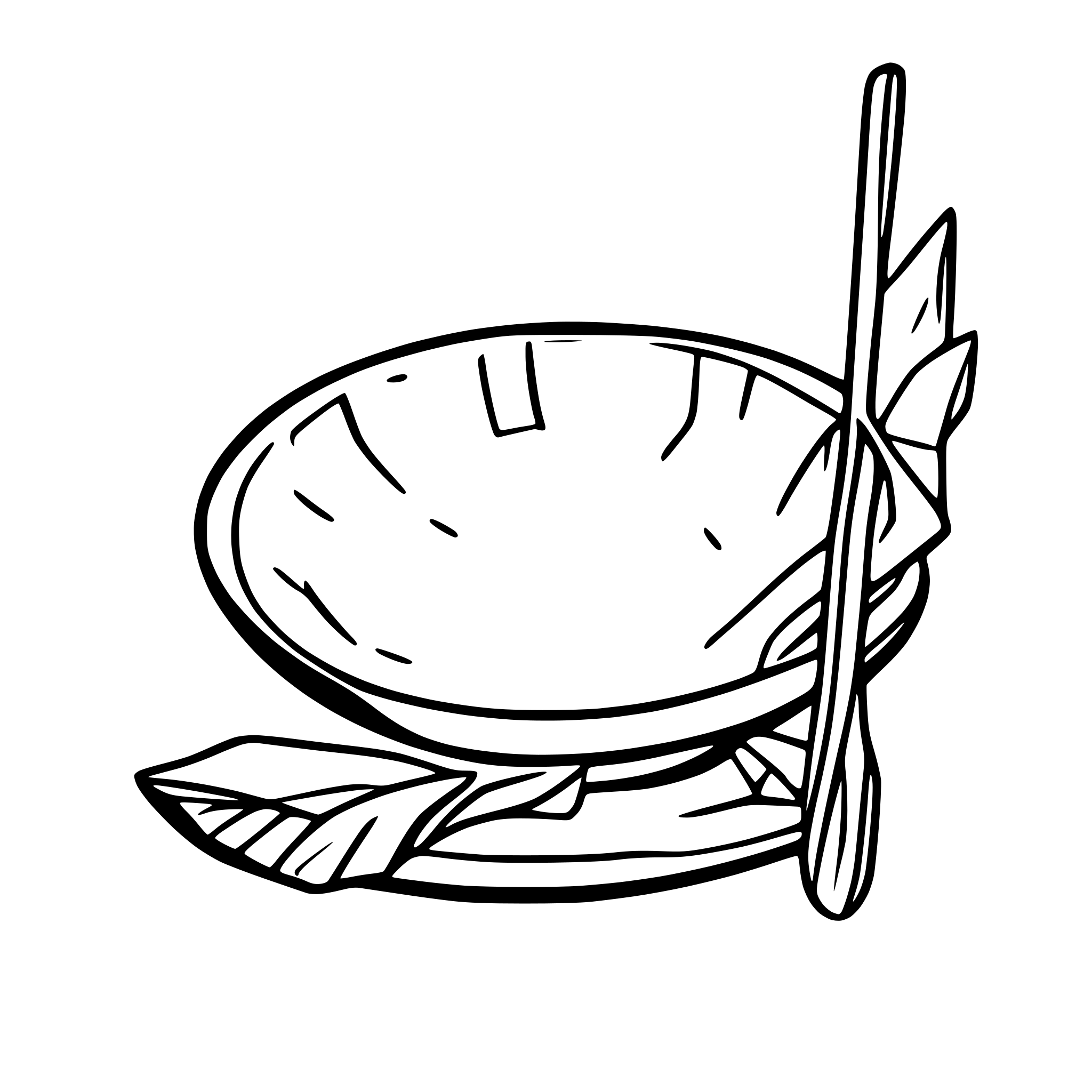 AI-generated SVG of a Continuous line drawing of a broken plate, shards, and a broom for Polterabend theme in a simple elegant single line art style, no text.