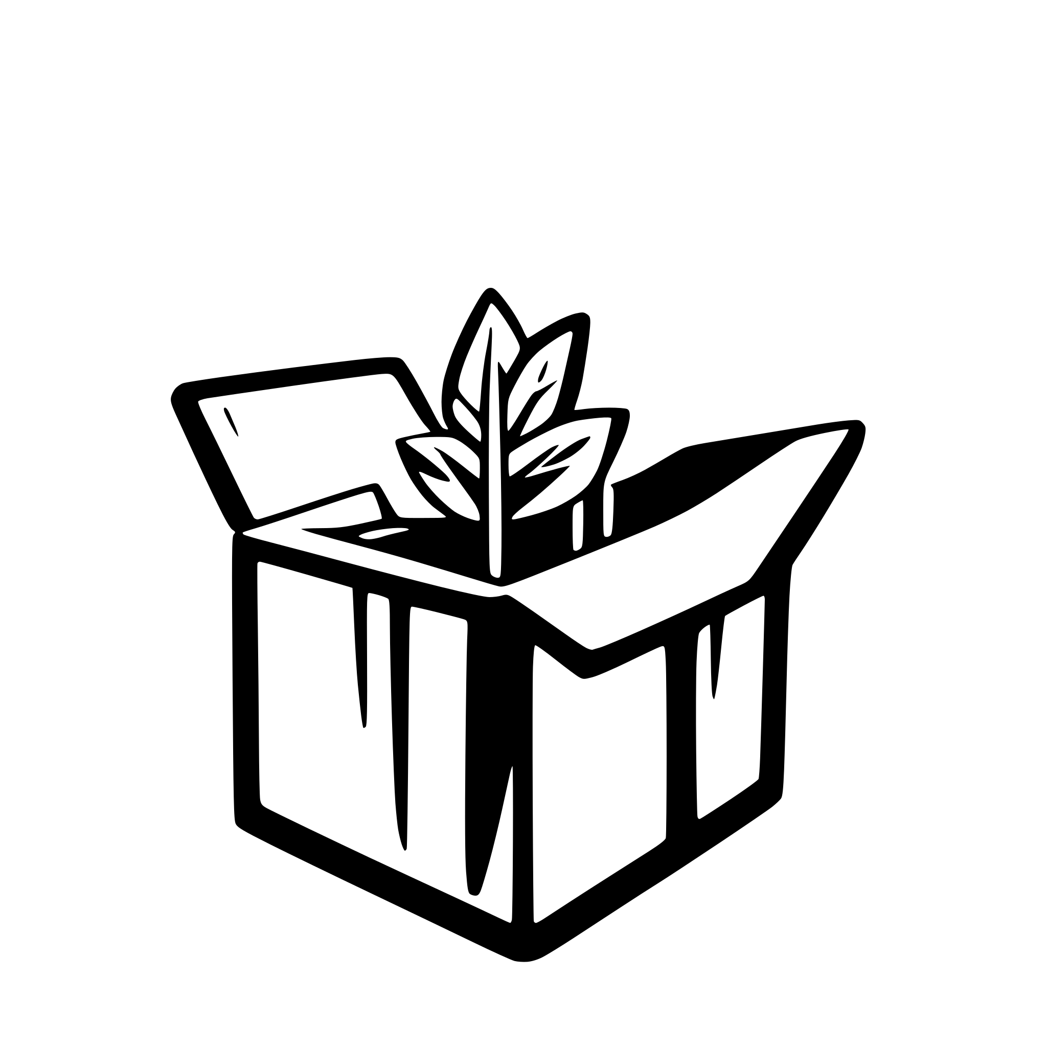 AI-generated SVG of a Opened box with an arrow on top of it pointing upwards