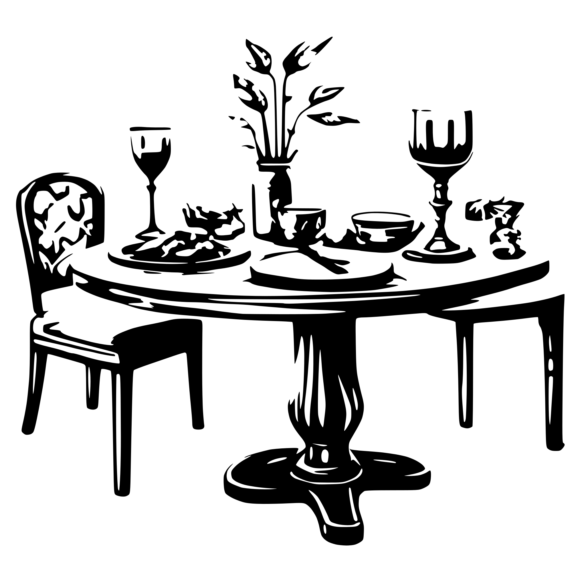AI-generated SVG of 'A minimalistic yet elegant fine dining table set for two with no background elements or clutter.'