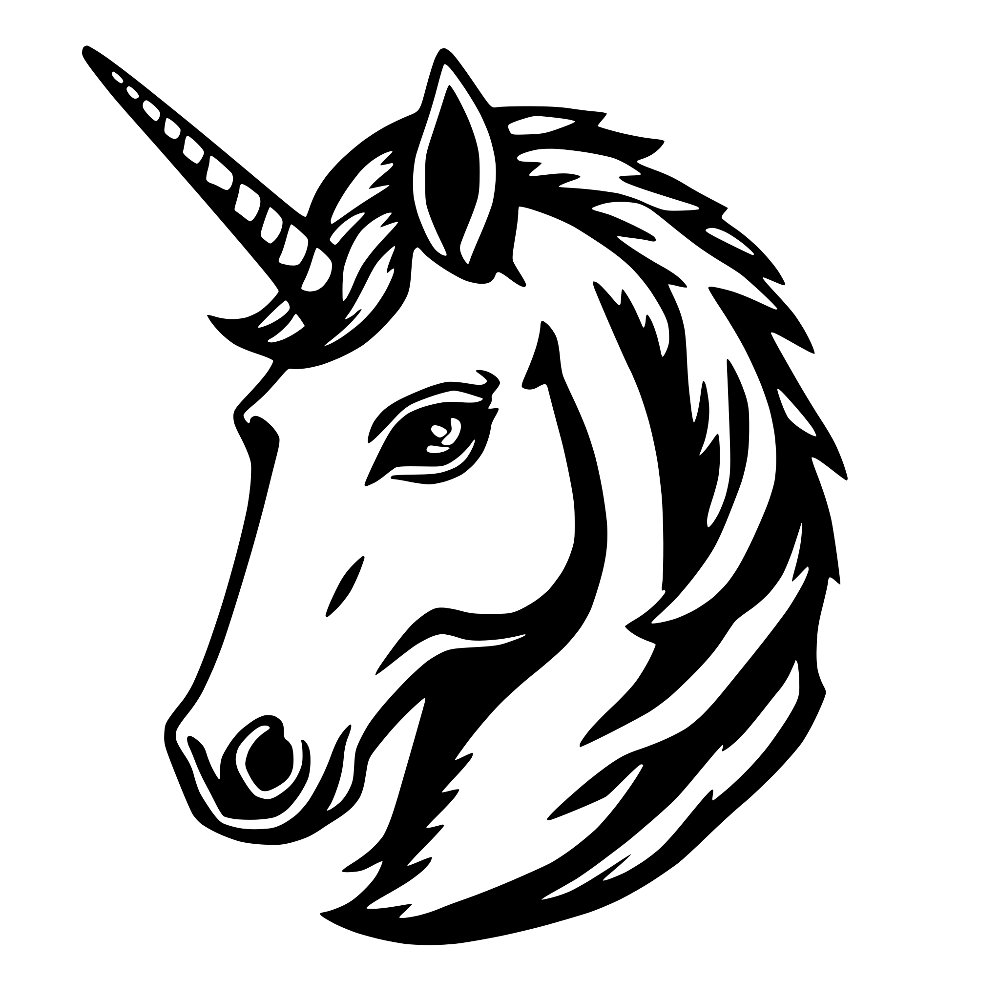 AI-generated SVG of a unicorn head