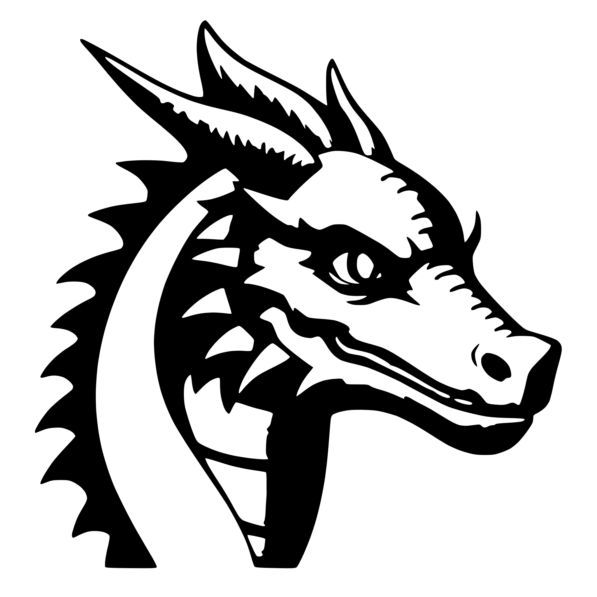 AI-generated SVG of 'black and white dragon outline'