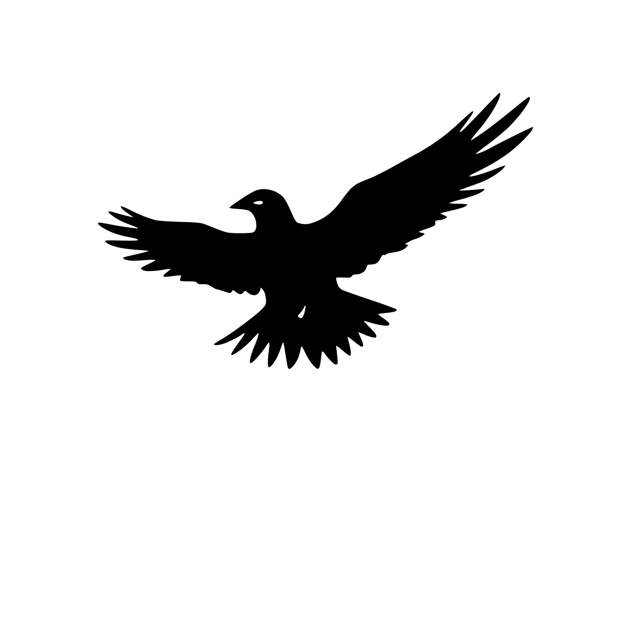 AI-generated SVG of 'Crow flying Silhouette. No detail.'