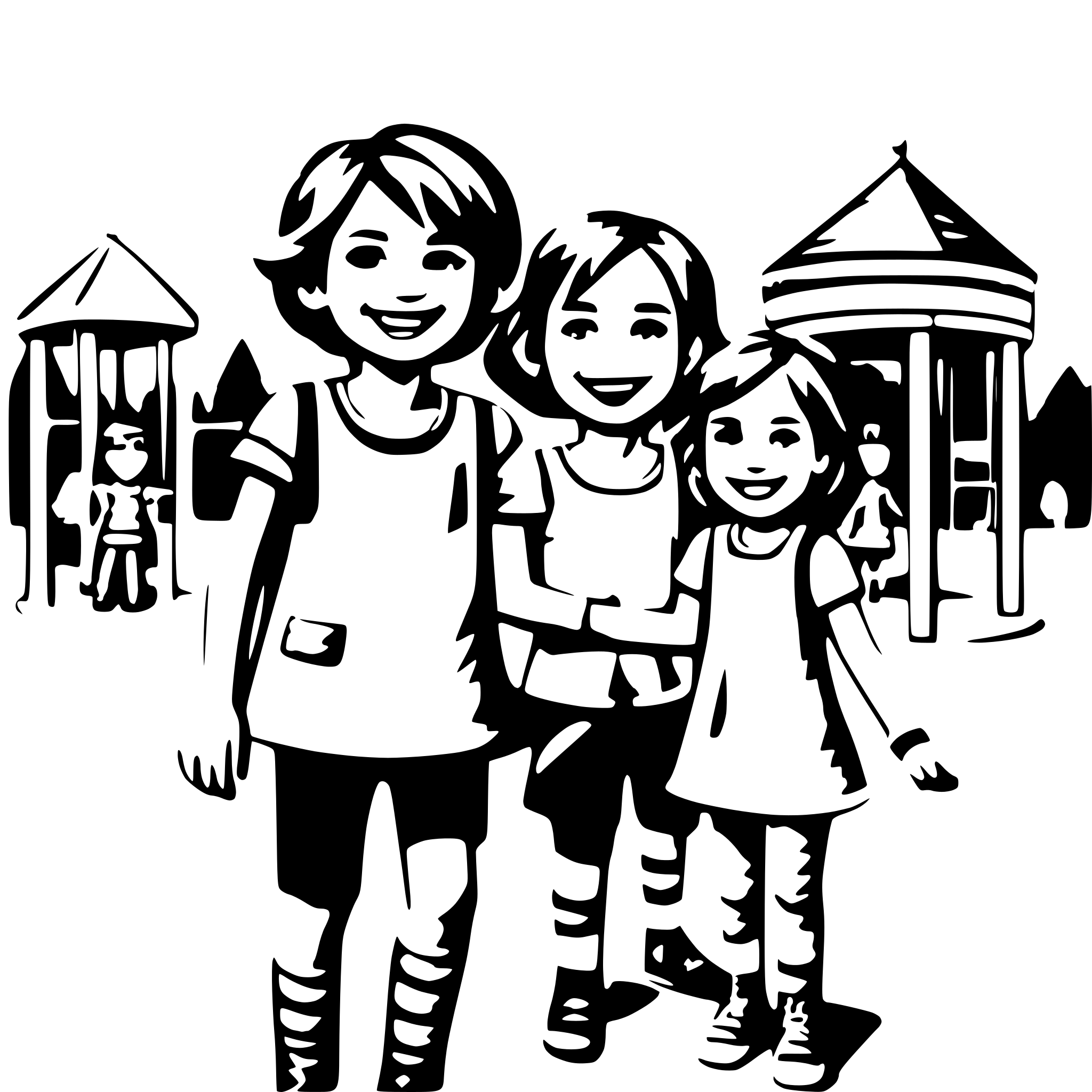AI-generated SVG of a many children with smiling face paying on the playground