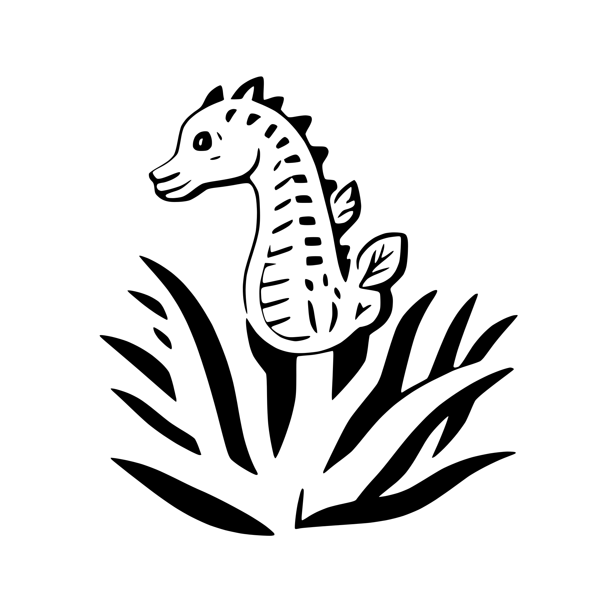 AI-generated SVG of 'seahorse floating in seaweed'