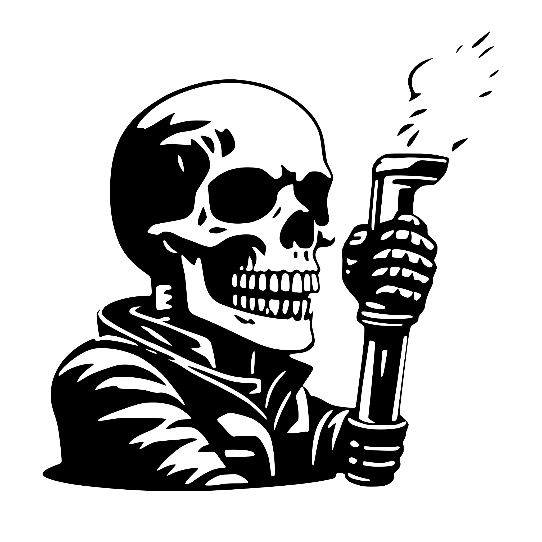 AI-generated SVG of a skull biting welding torch