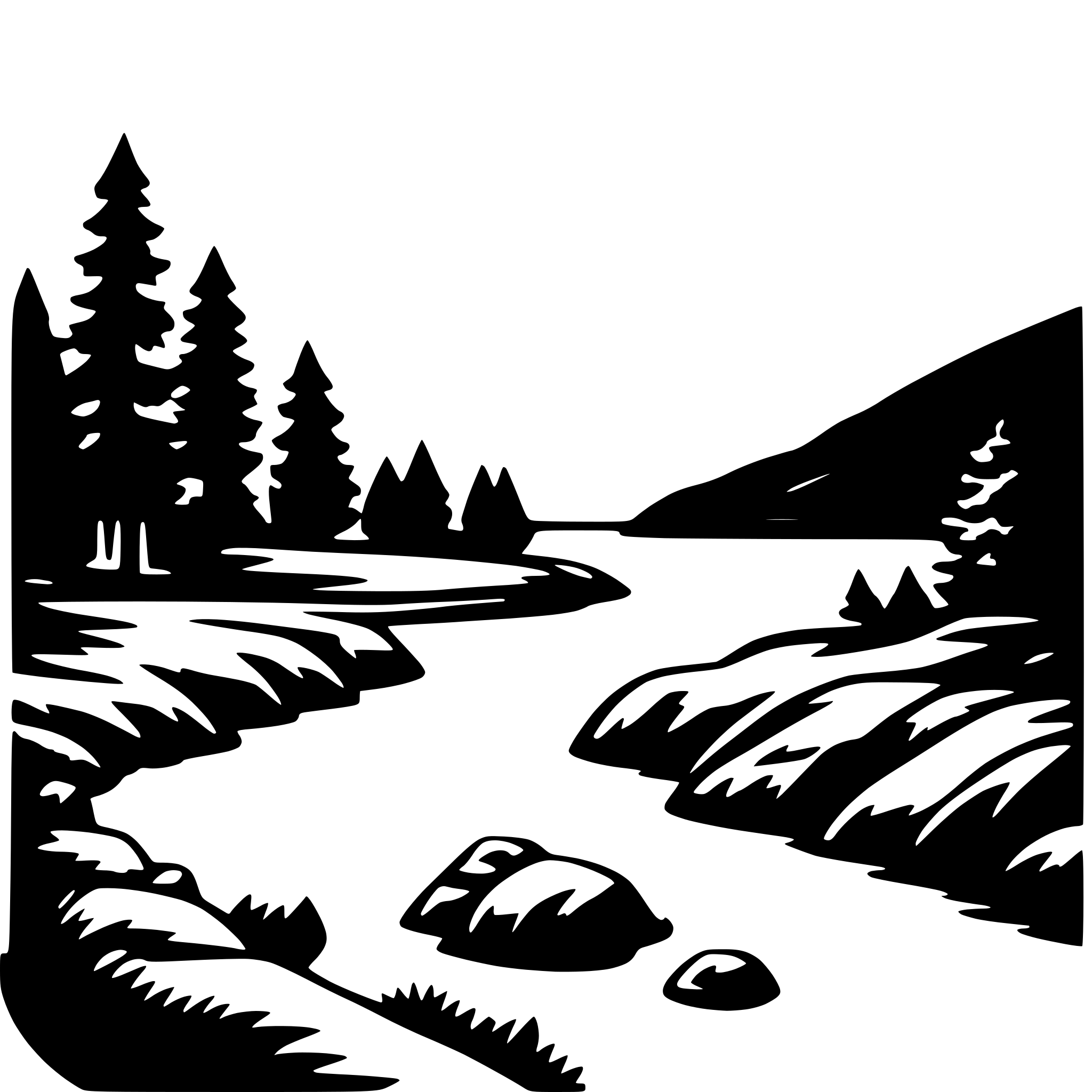 AI-generated SVG of 'mountain and river'