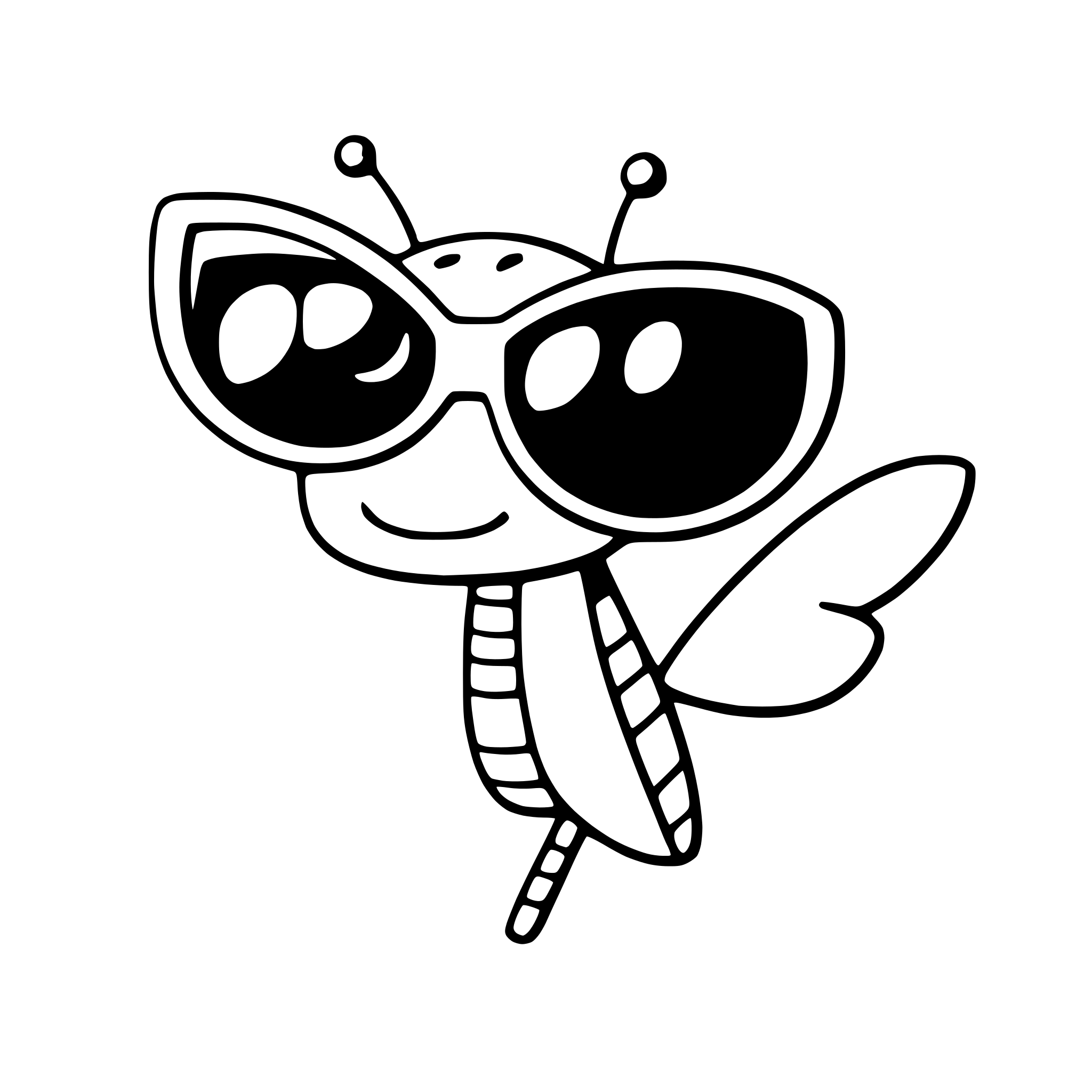 AI-generated SVG of a a dragonfly wearing sunglasses