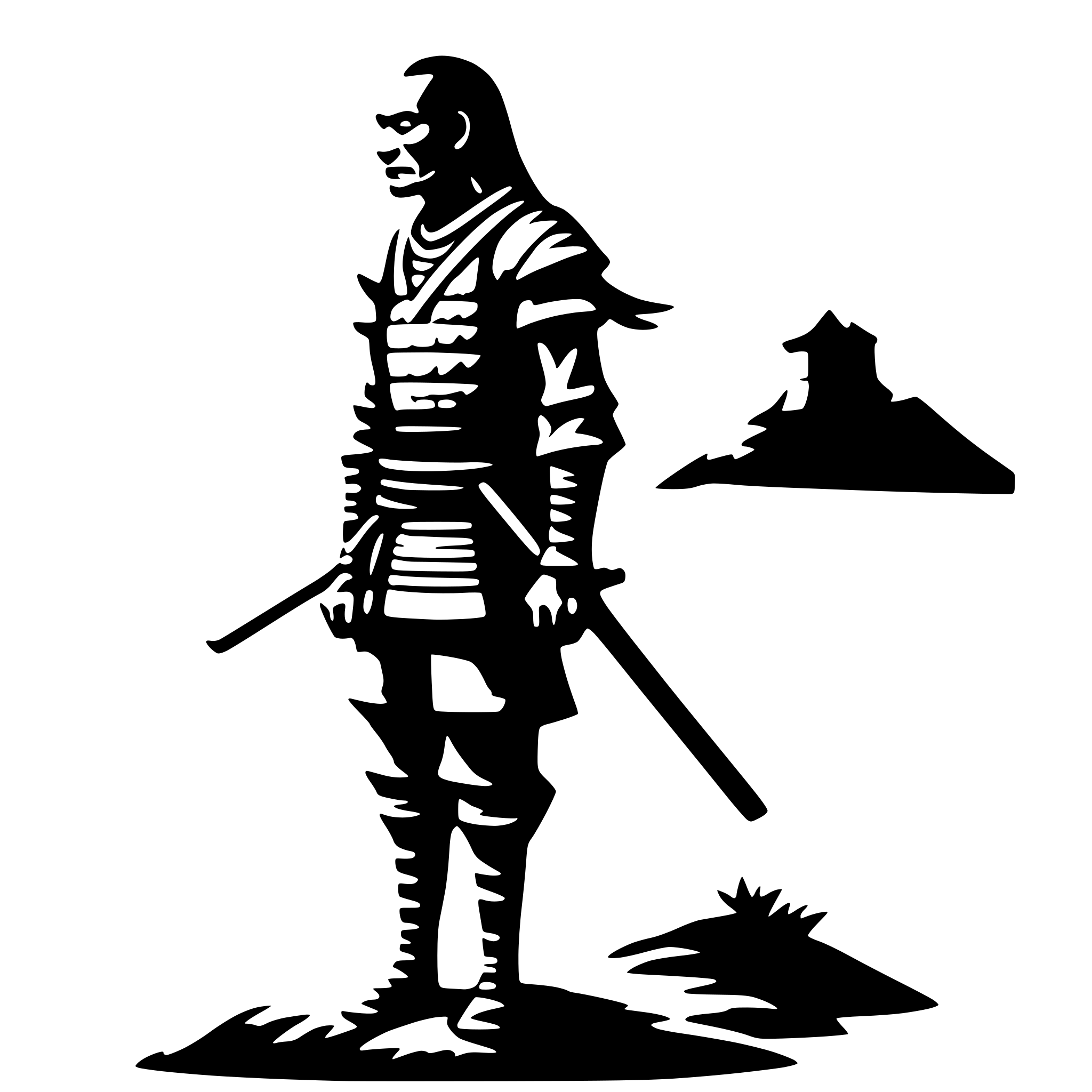 AI-generated SVG of a old samurai, side view, nostalgic