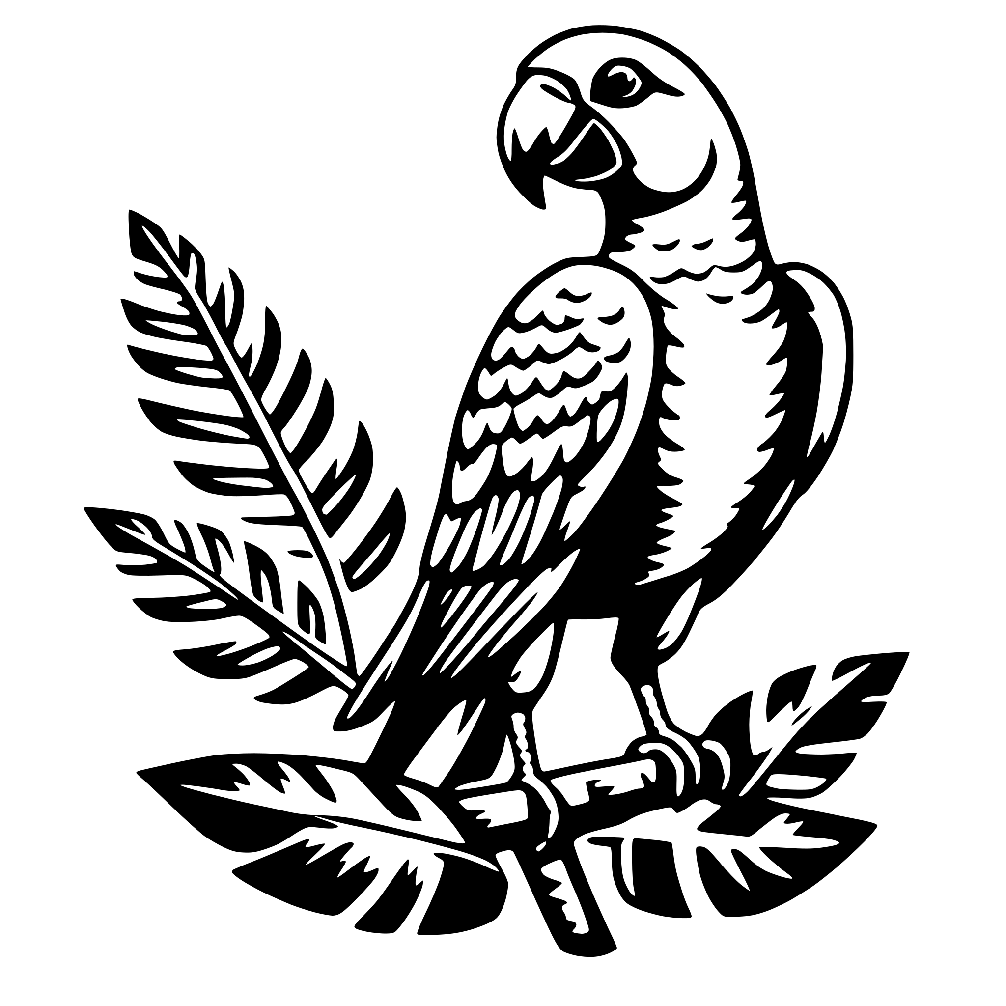 AI-generated SVG of a parrot and palm