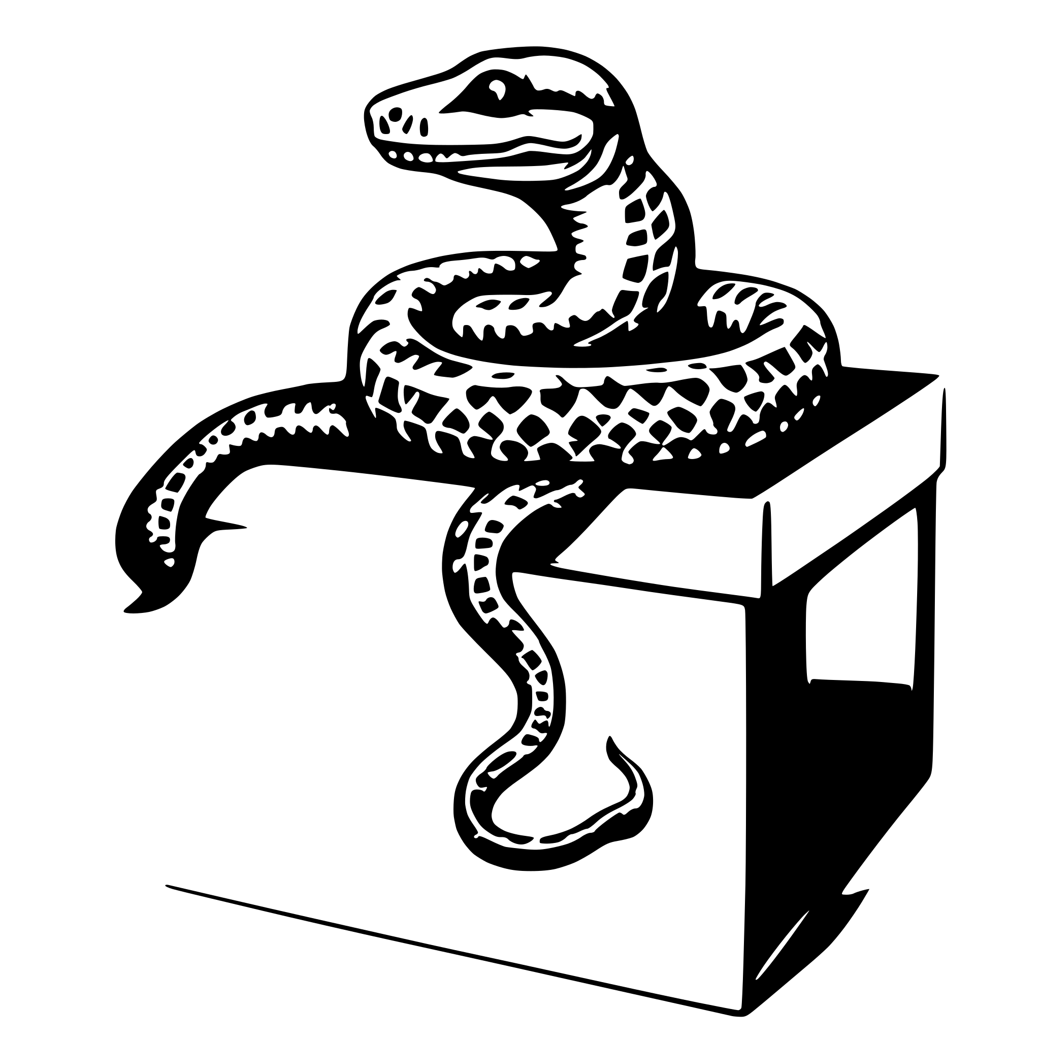 AI-generated SVG of 'A Python snake in carton box'