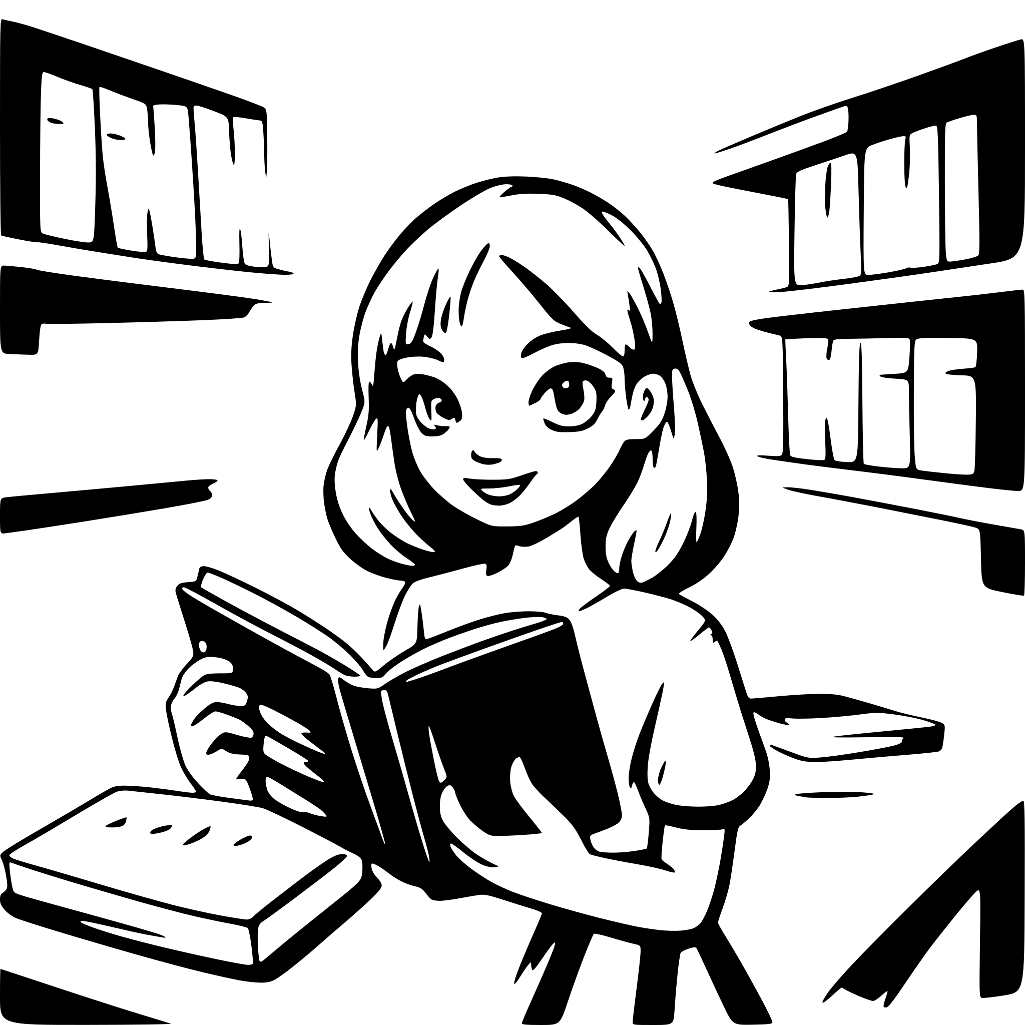 AI-generated SVG of 'Girl reading a book'