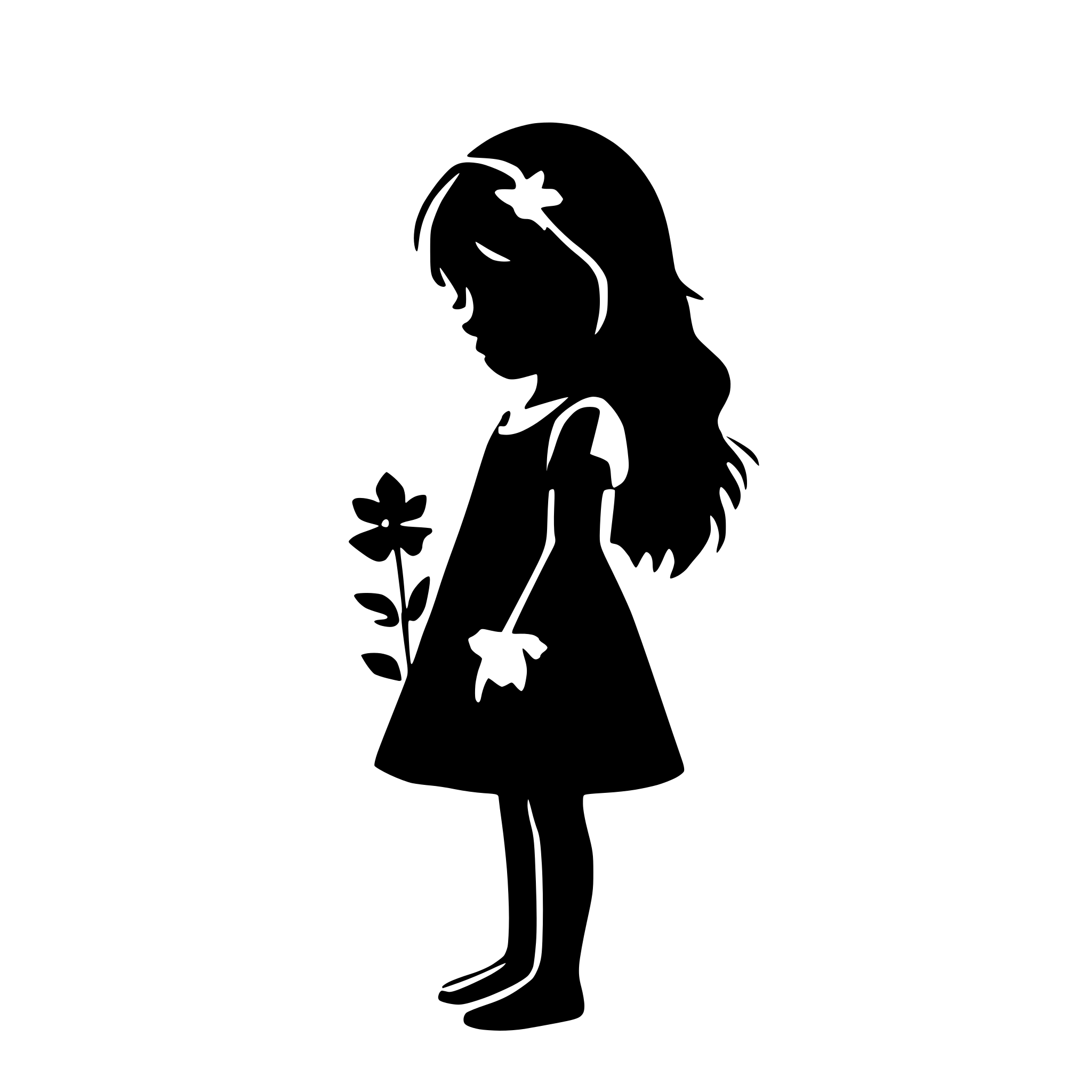 AI-generated SVG of 'little girl with flower silhouette'