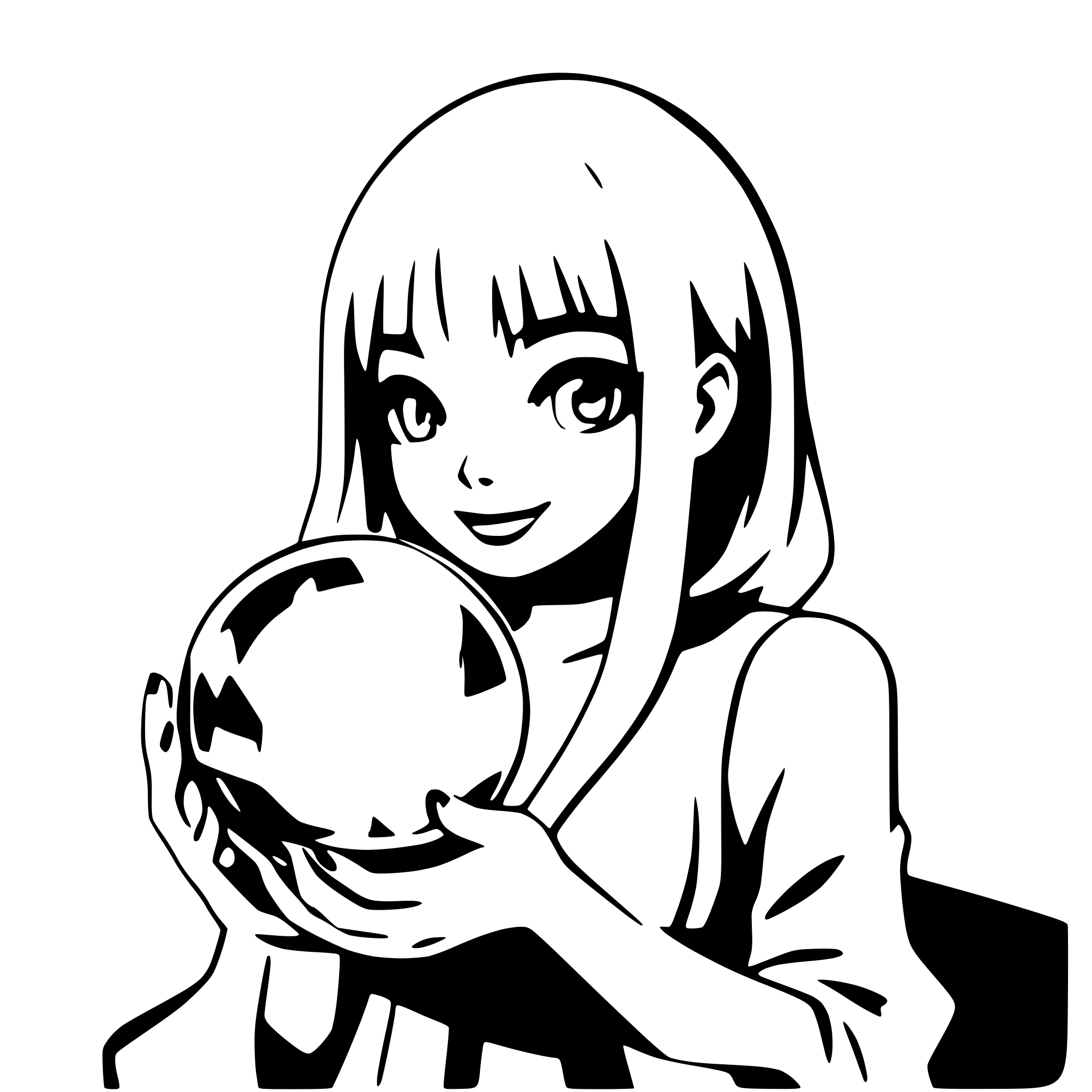 AI-generated SVG of 'girl with crystal ball'