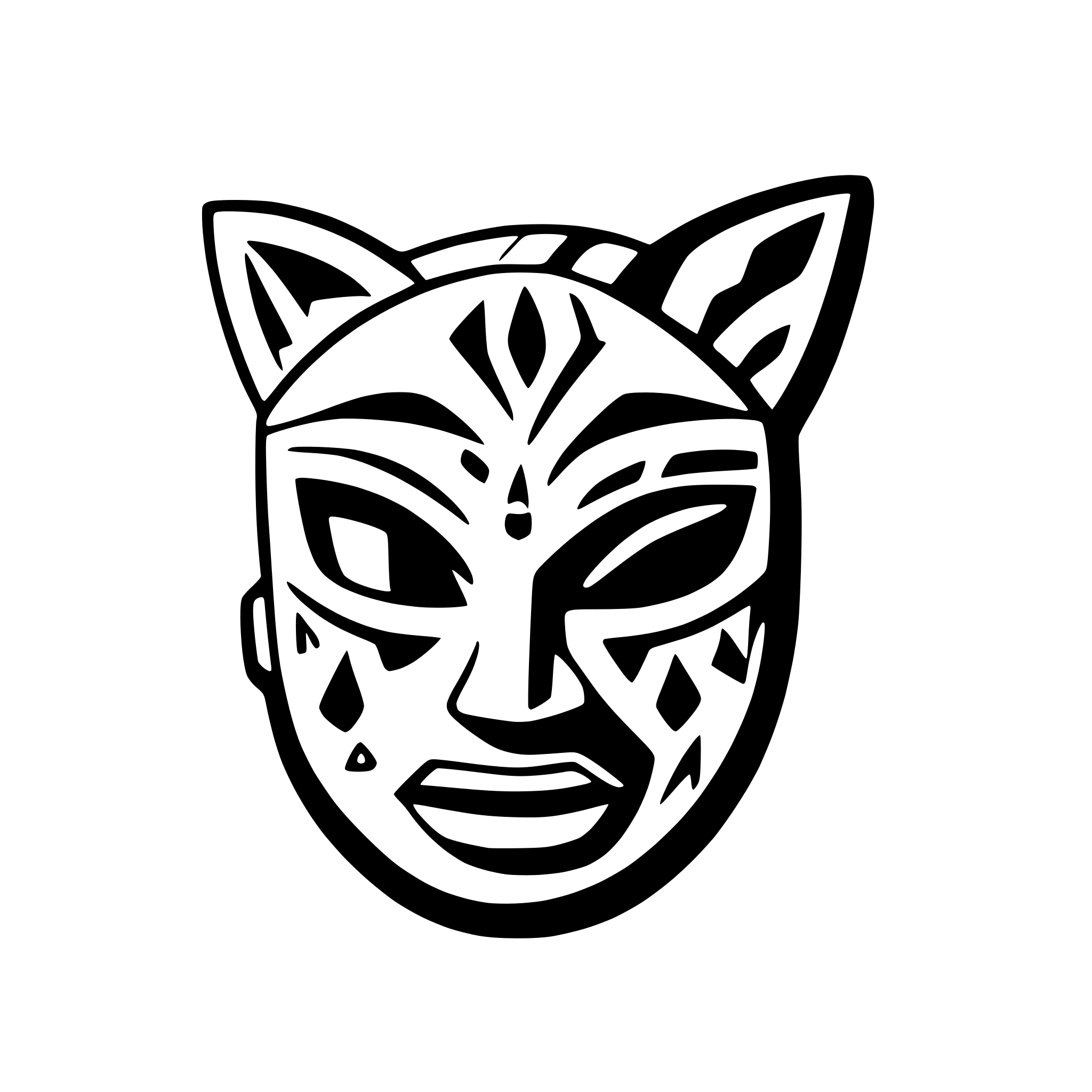 AI-generated SVG of 'simplistic cartoony tribal mask'