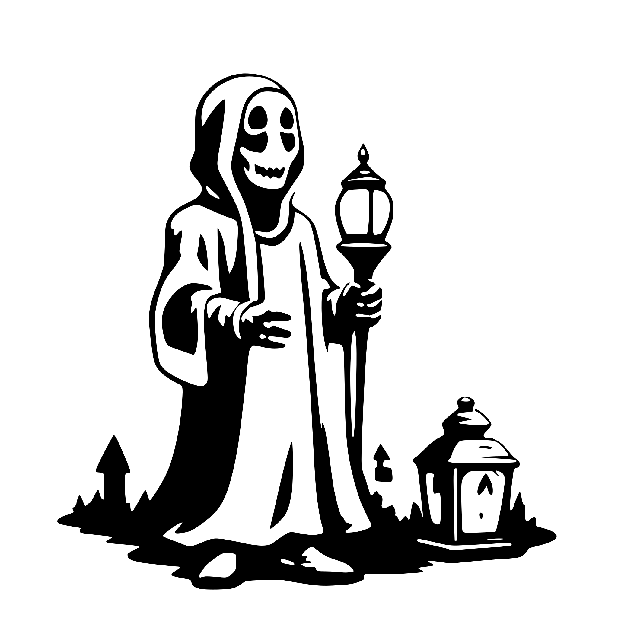 AI-generated SVG of a ghost with a latern in the hand