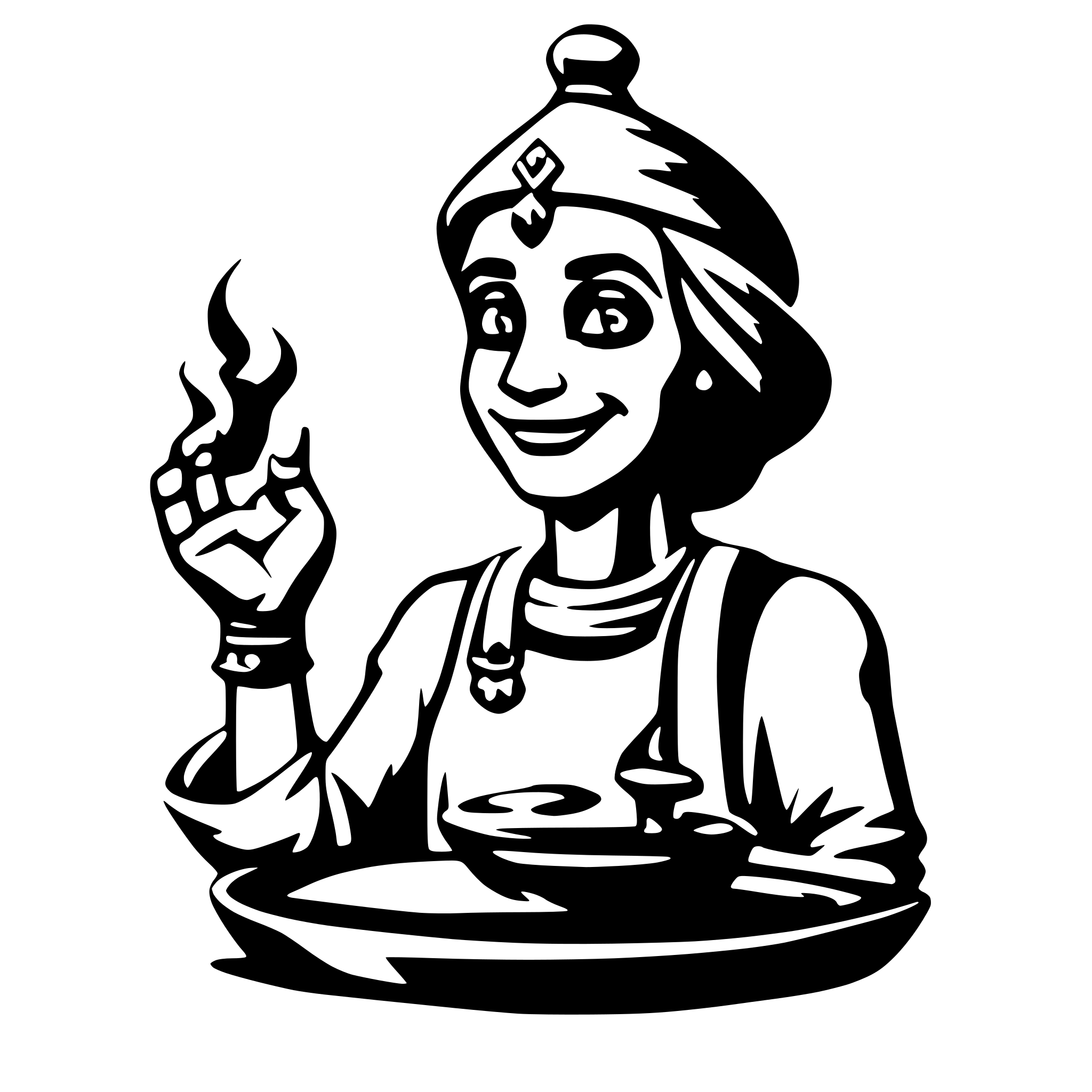 AI-generated SVG of 'Animated genie'