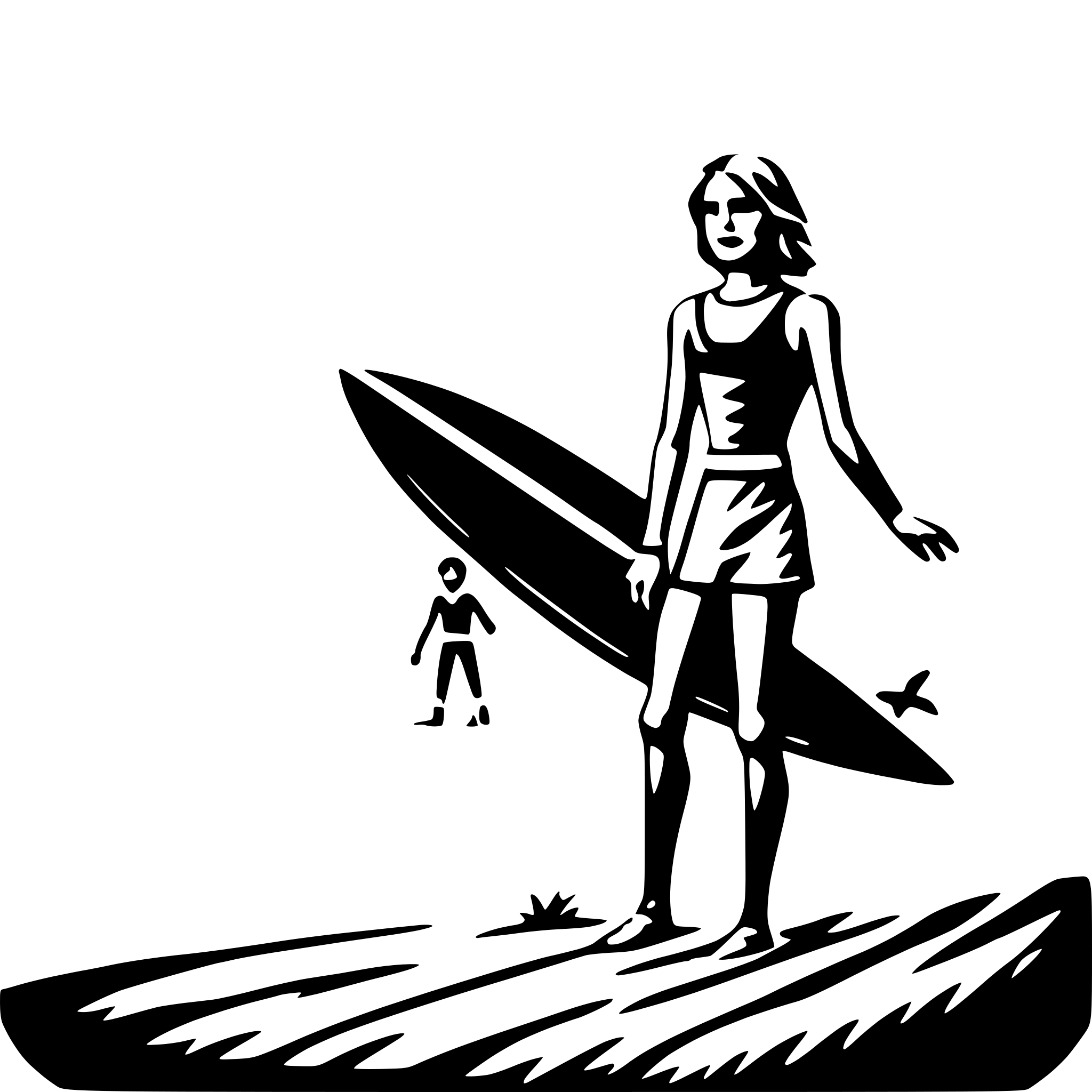 AI-generated SVG of 'surfing at sunset'