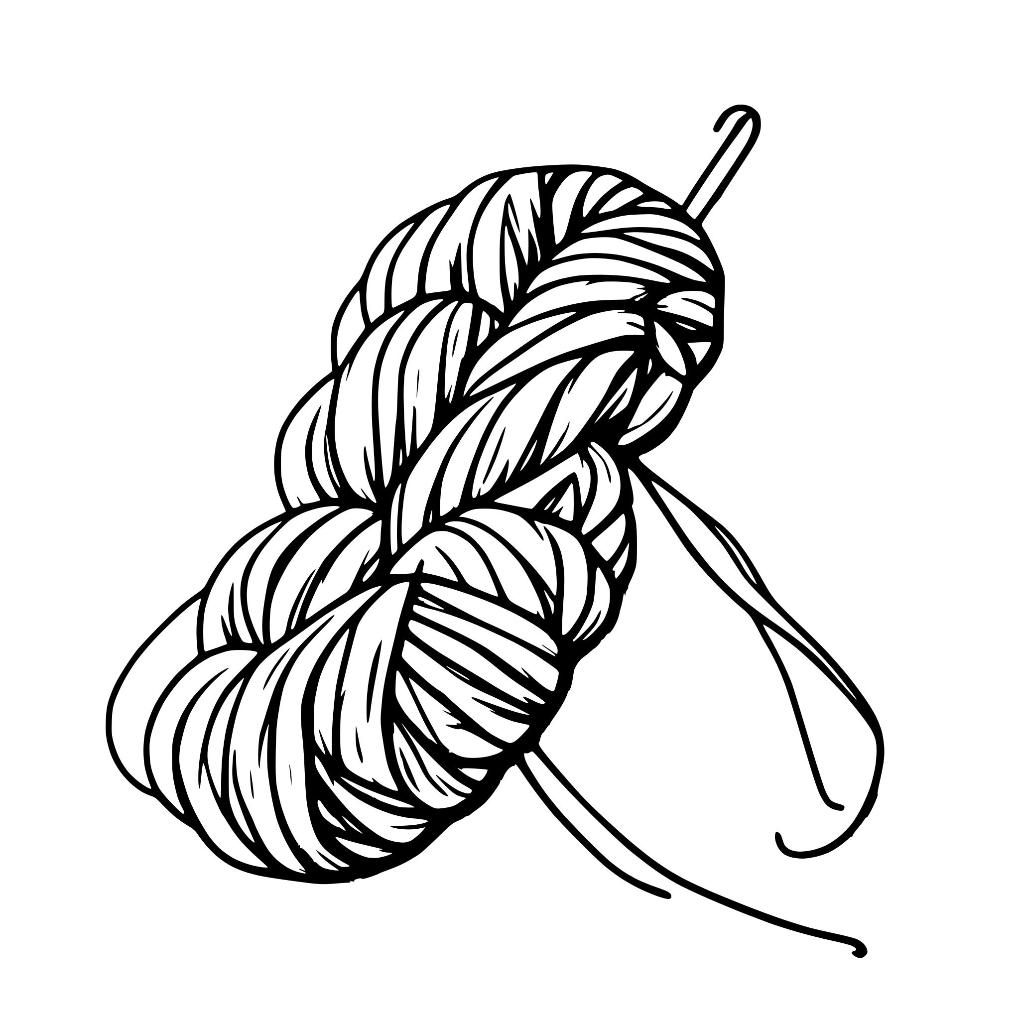 AI-generated SVG of a skein of yarn with single long end trailing downward AI-generated SVG of a skein of yarn with single long end trailing downward