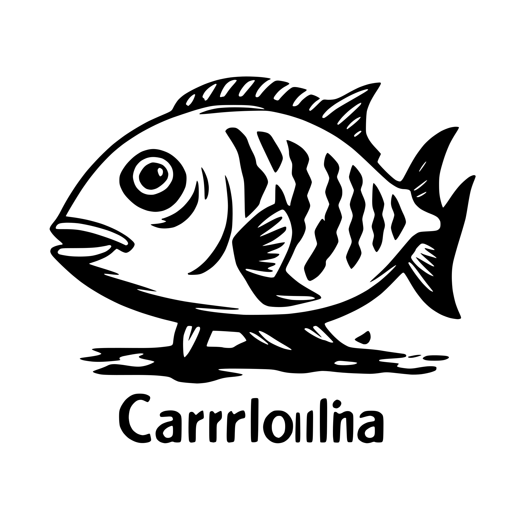 AI-generated SVG of a A Fish Symbol with the Name Carolina in it