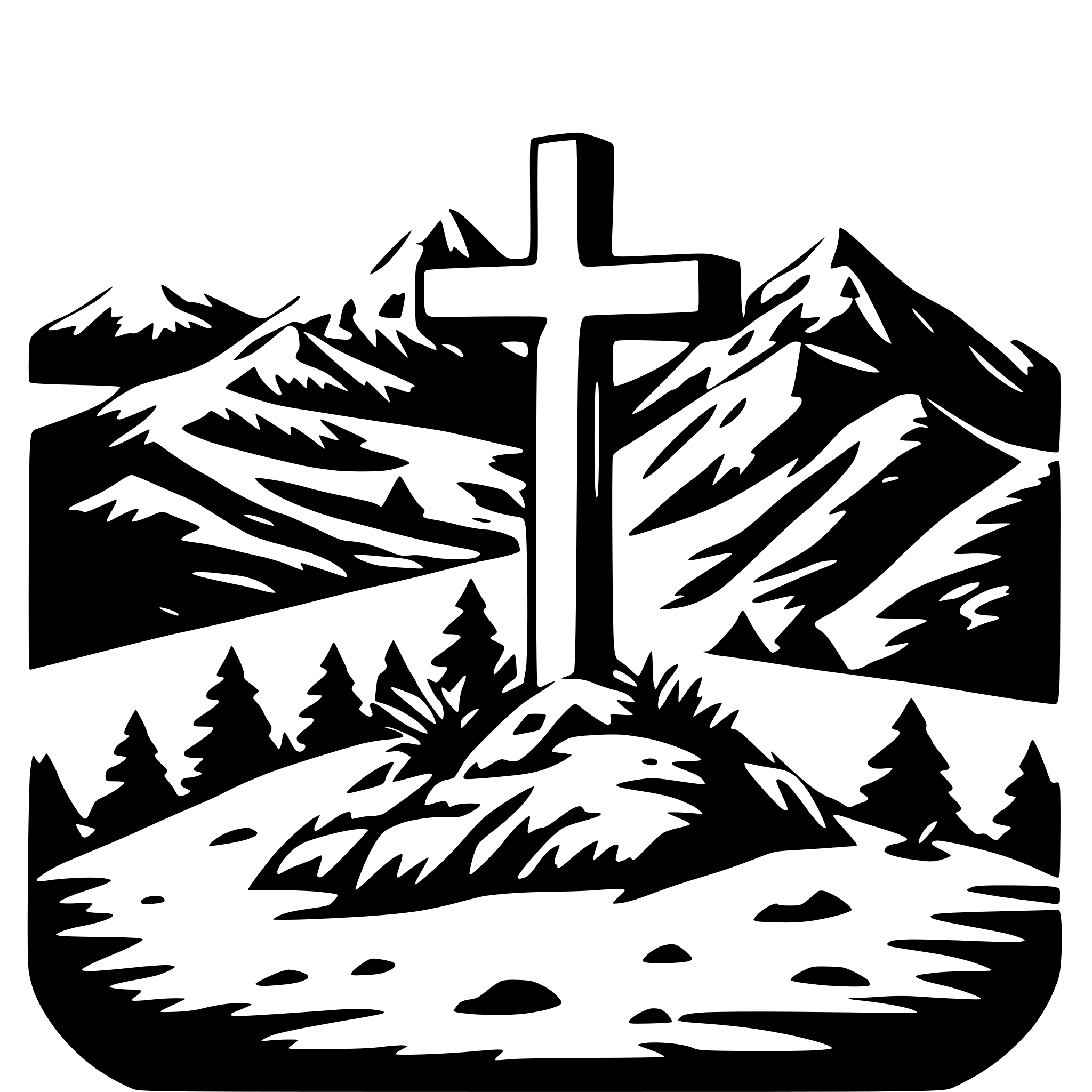 AI-generated SVG of 'cross on top of mountain'