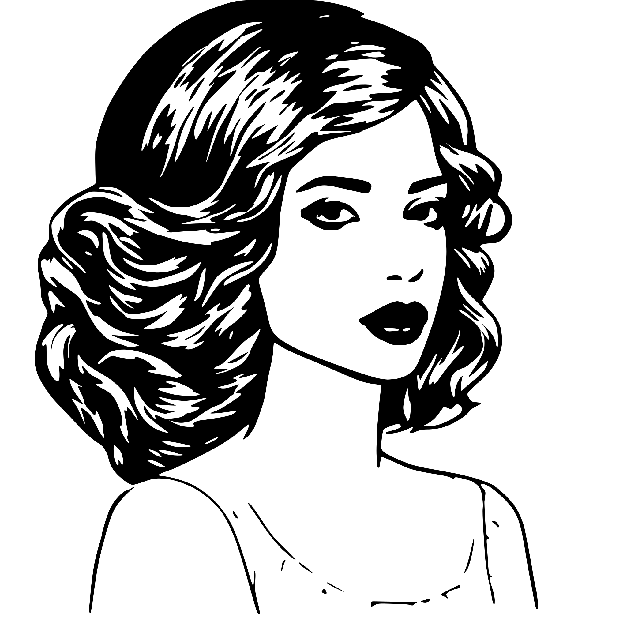 AI-generated SVG of a girl red lips with all detailed texture