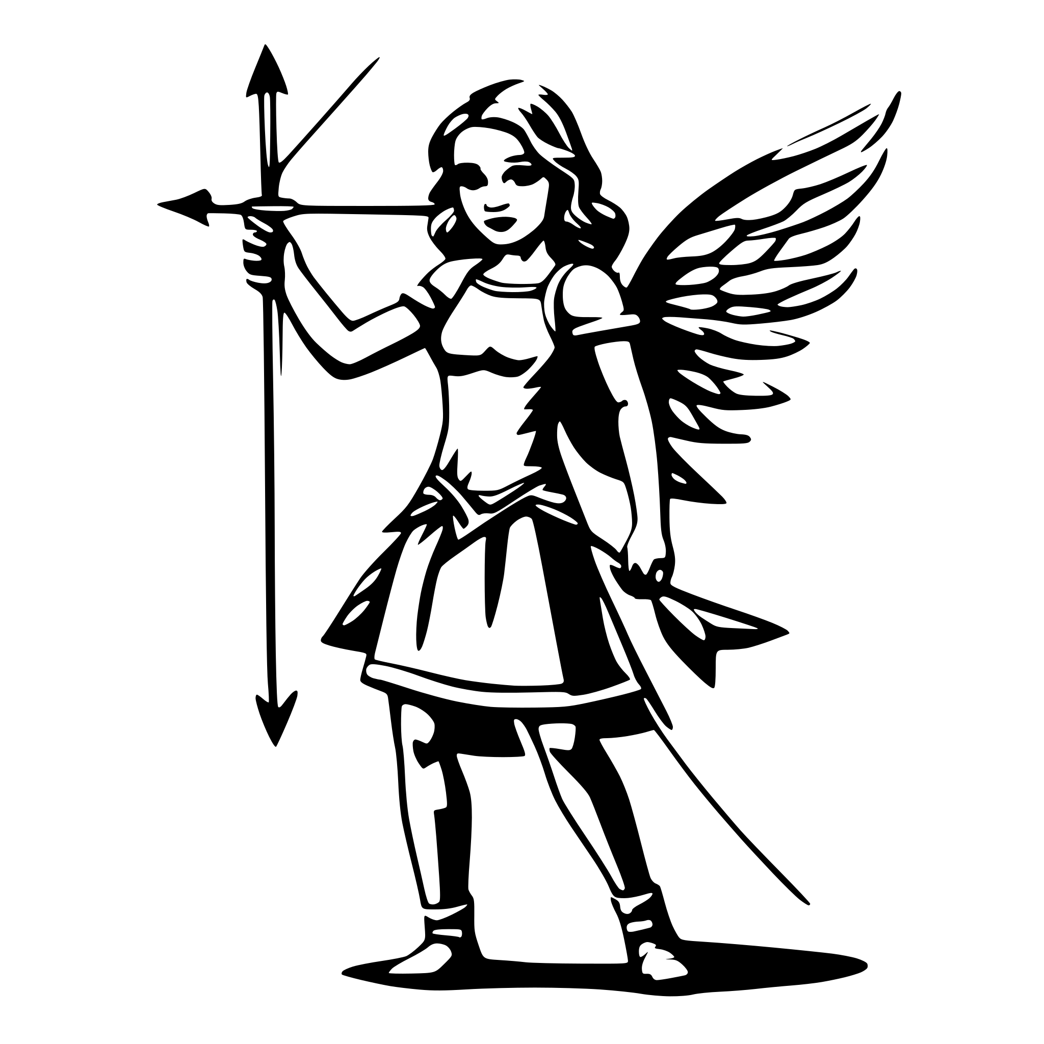 AI-generated SVG of a angel with bow and arrow