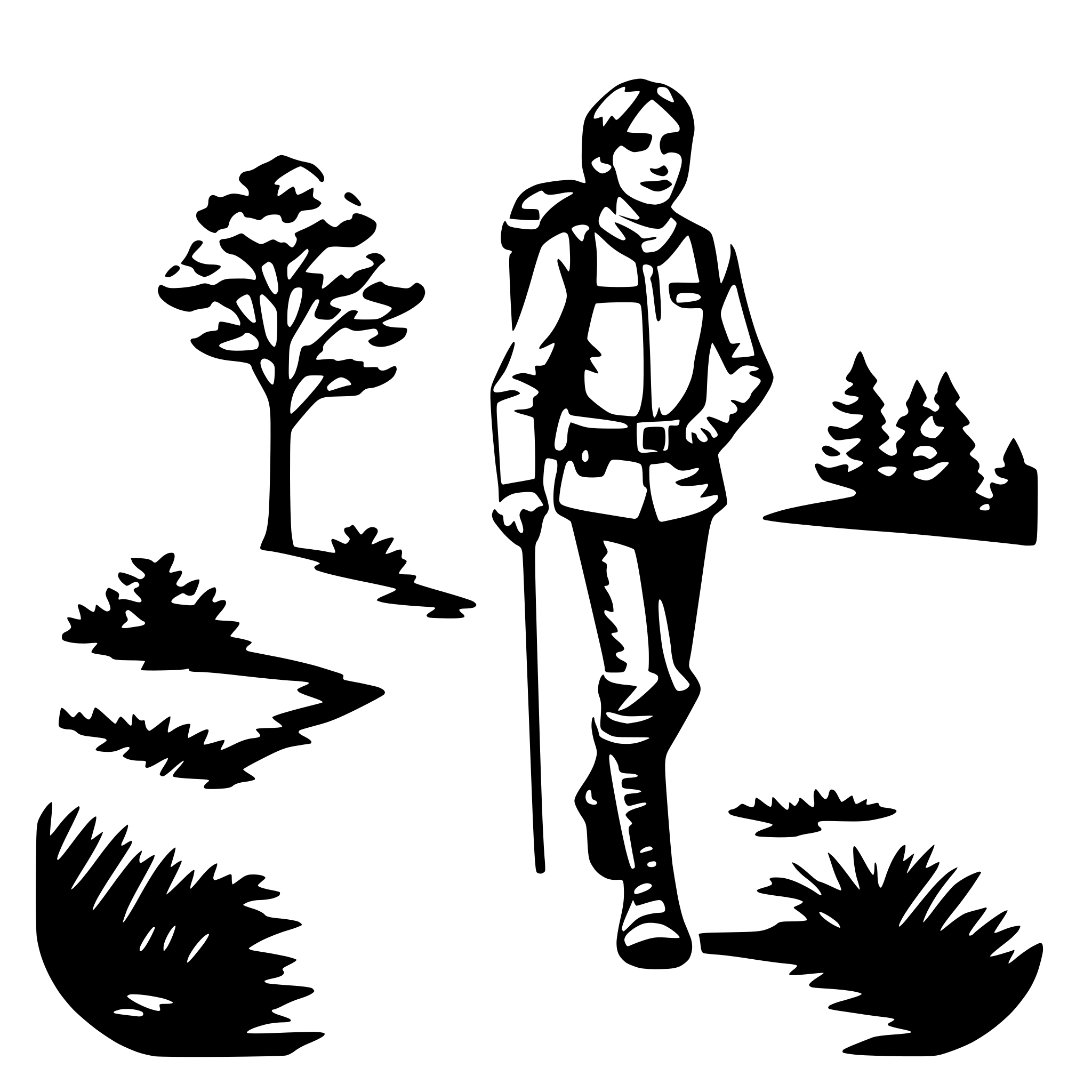 AI-generated SVG of 'hiker on trail'