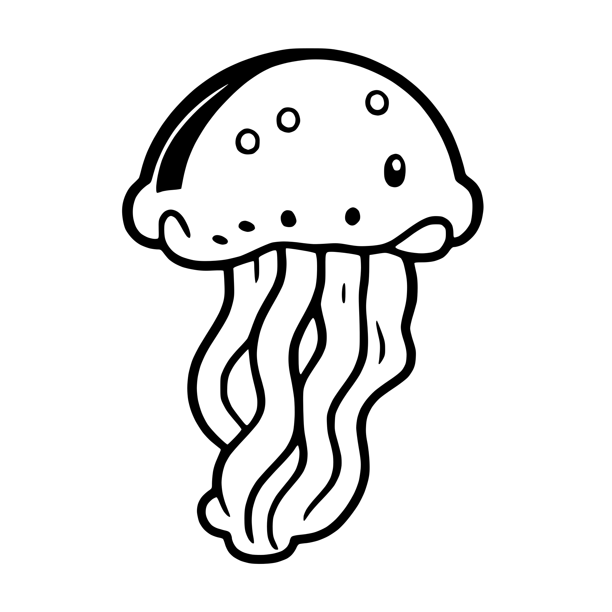 AI-generated SVG of a a rainbow-colored jellyfish
