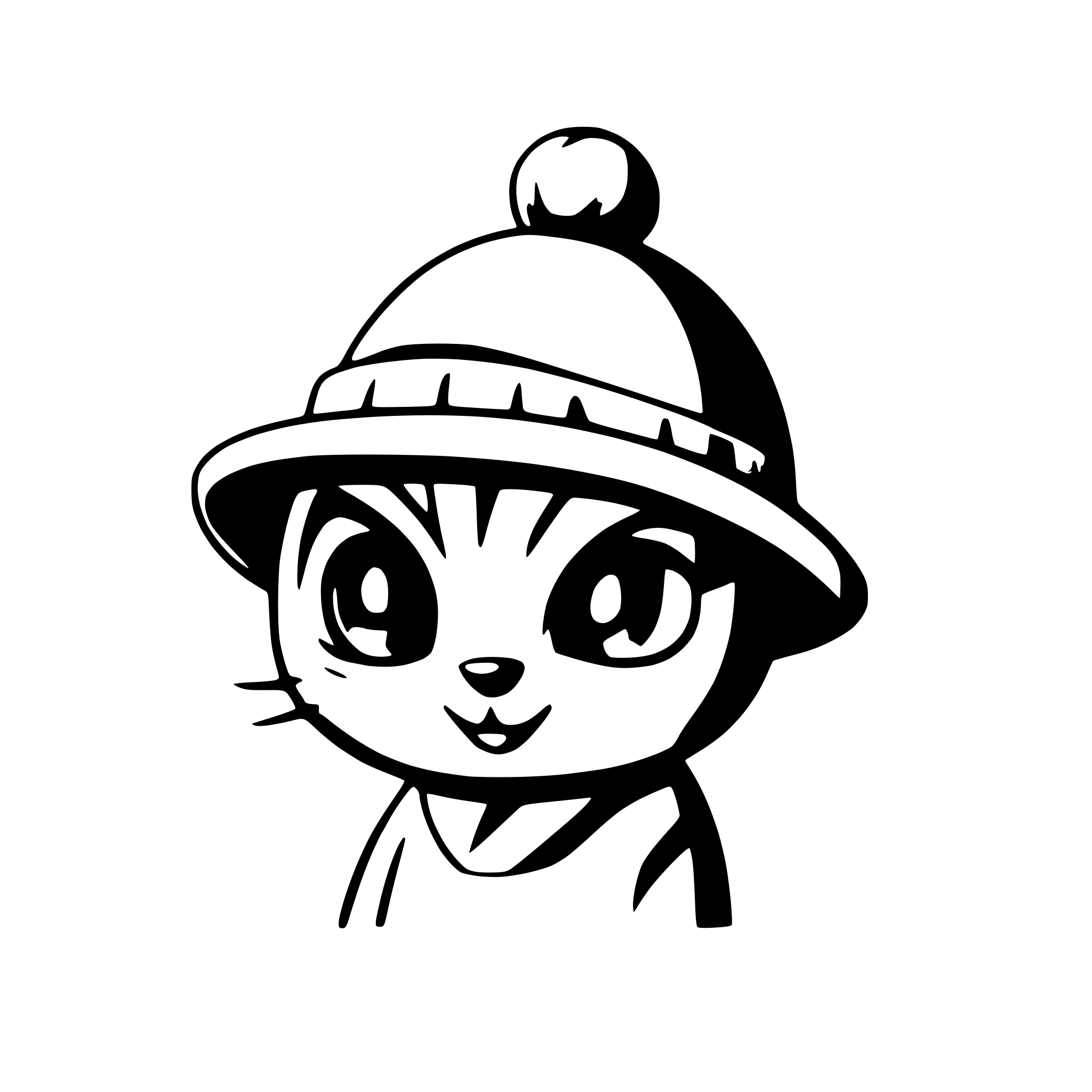 AI-generated SVG of a a cute cartoon cat with a hat