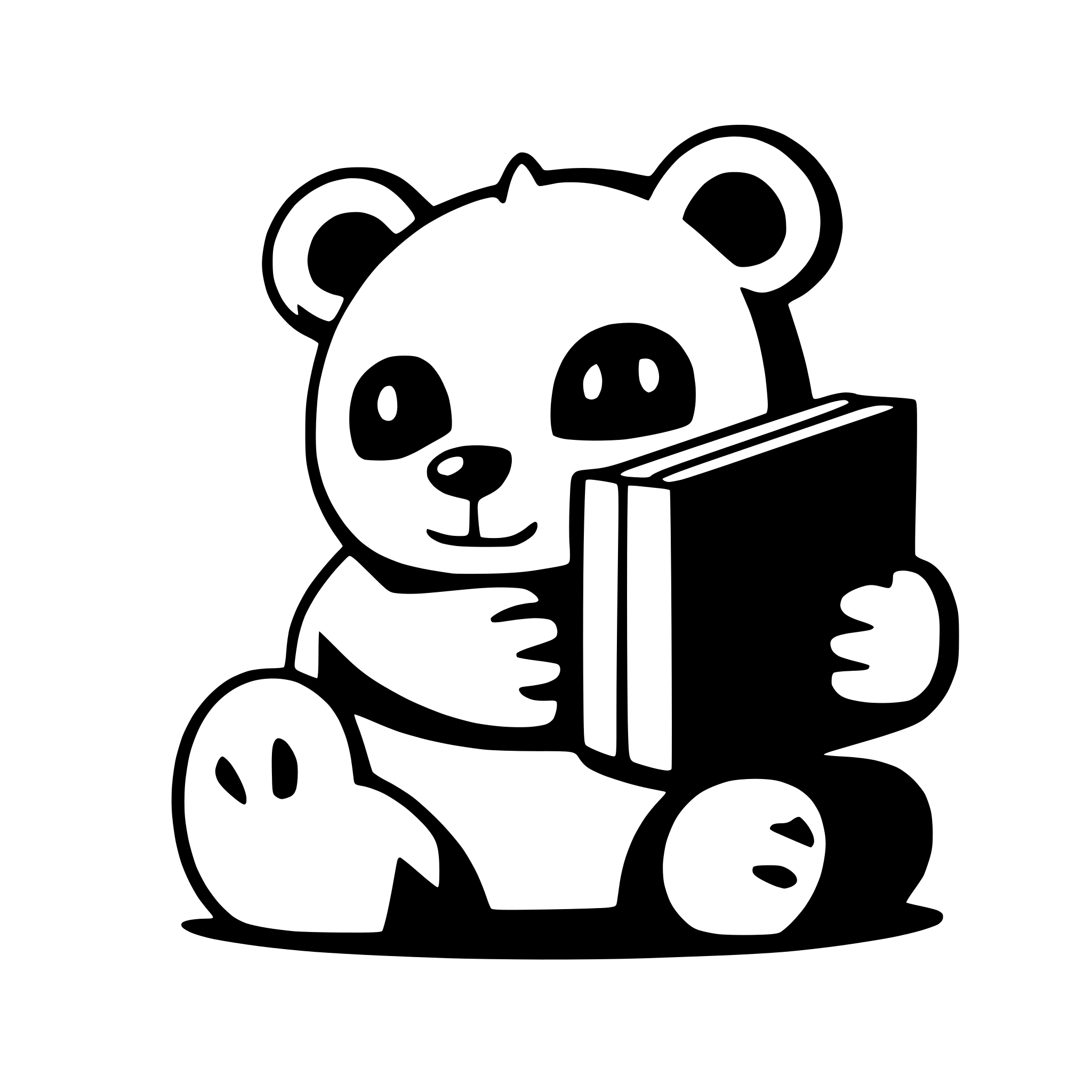 AI-generated SVG of a sitting cartoon teddy bear holding book