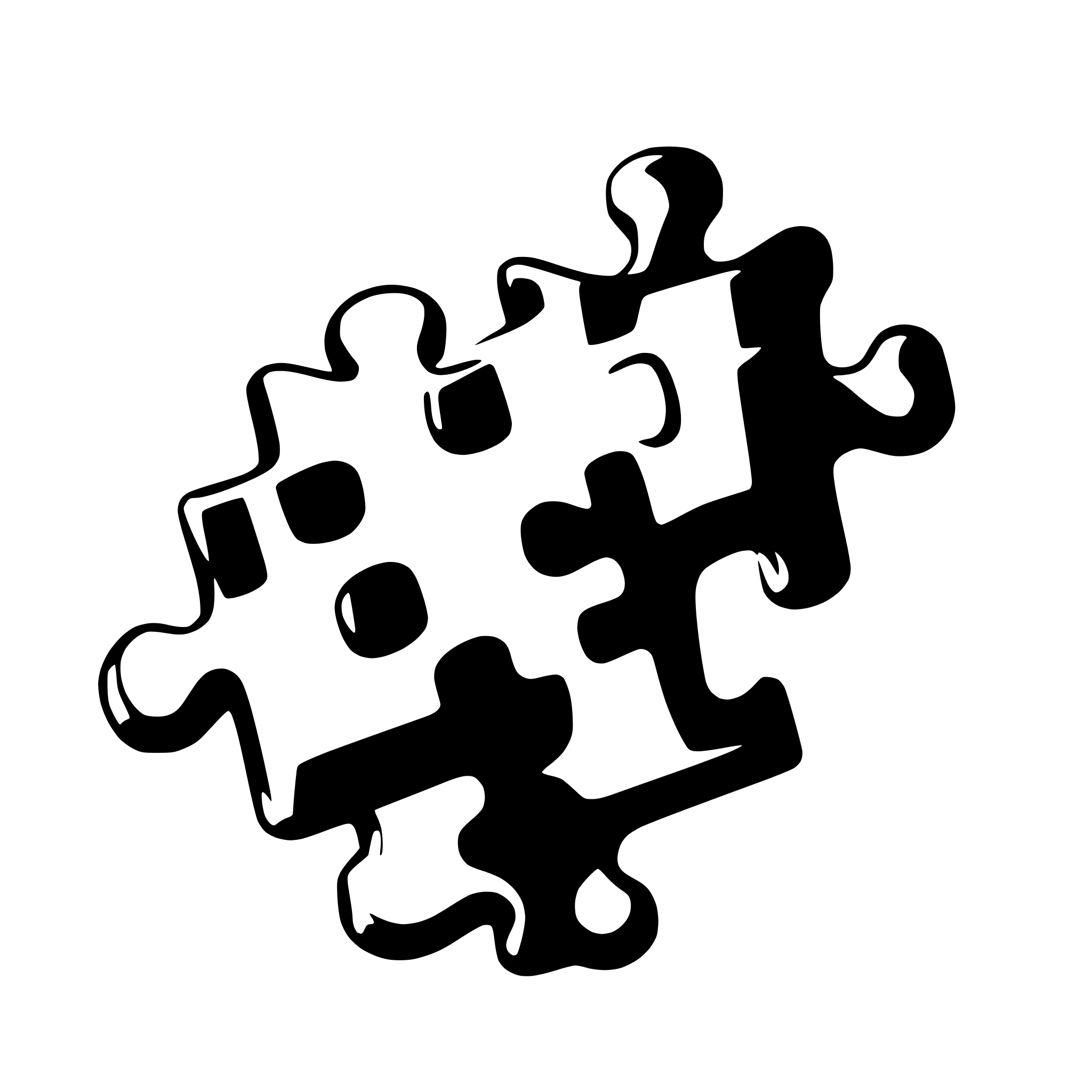 AI-generated SVG of '2 black puzzle pieces that fit together, transparent background'