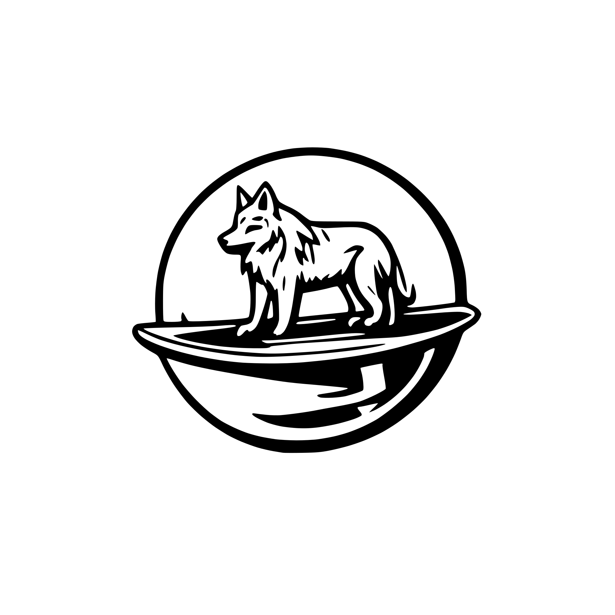 AI-generated SVG of 'wolf on surfboard'