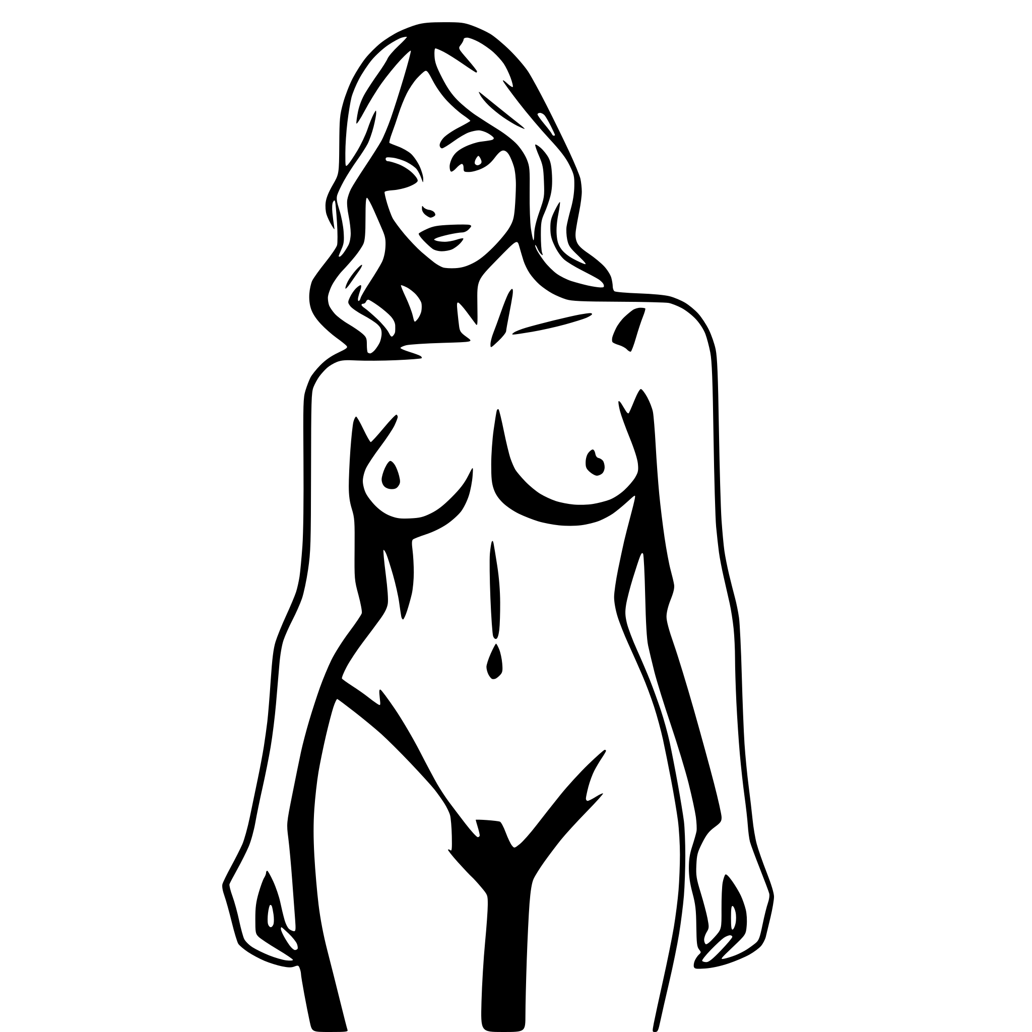 AI-generated SVG of a black and white female nude body