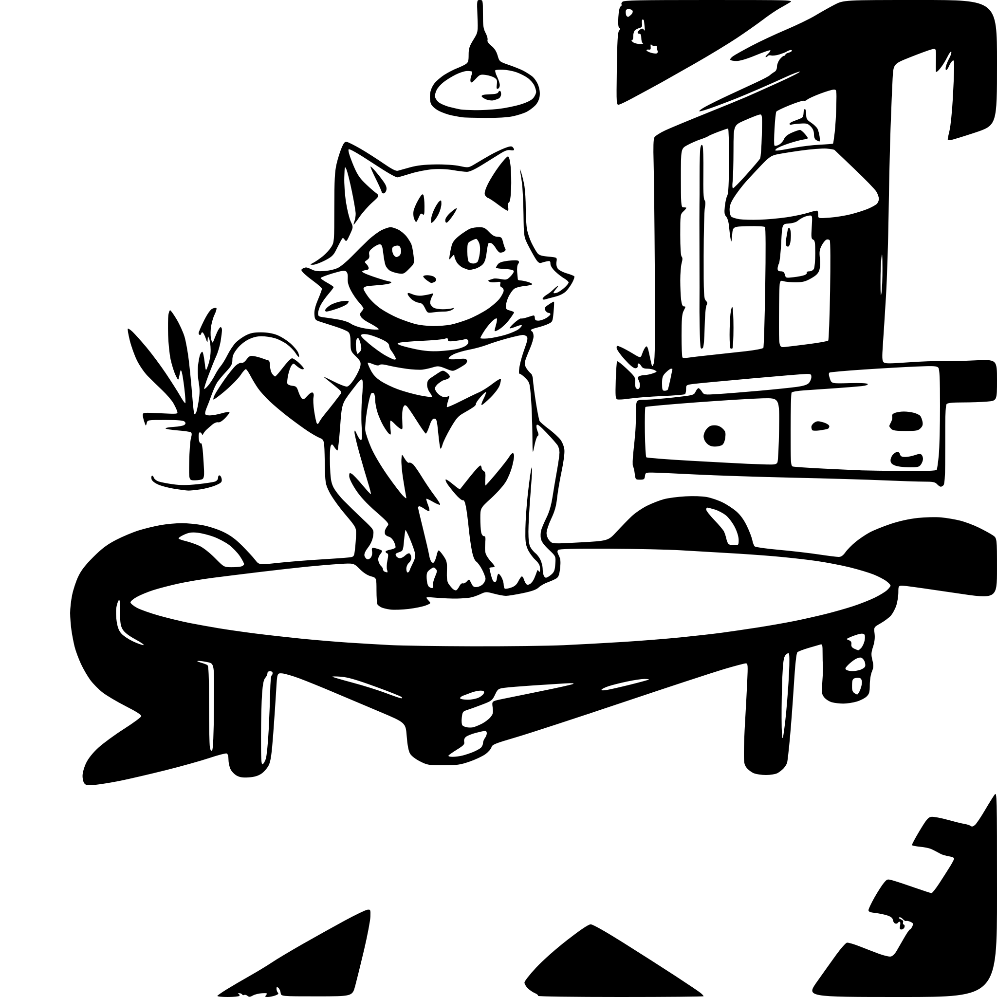 AI-generated SVG of a cat jumping off a table